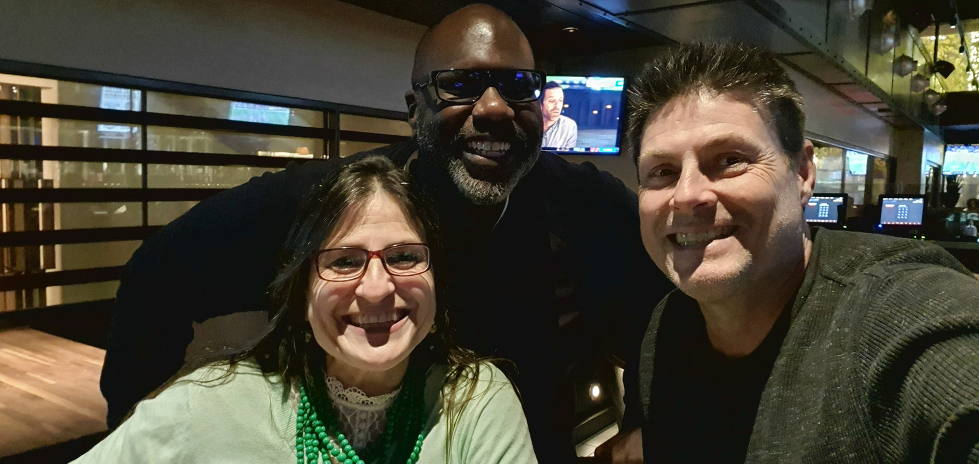 Big and Ruthie and me being photo-bombed by the dude from House.