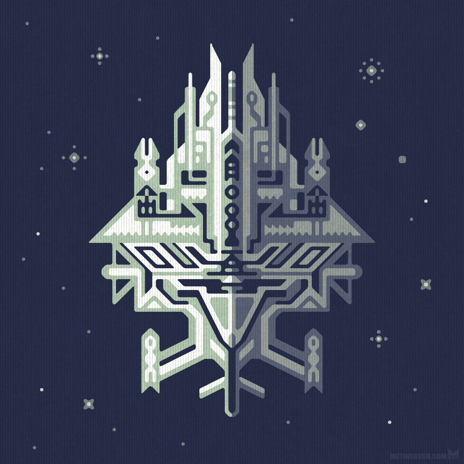 spaceship, spacecraft, ruimteschip, stylized, vector, graphic design, flat design, stars, illustrator