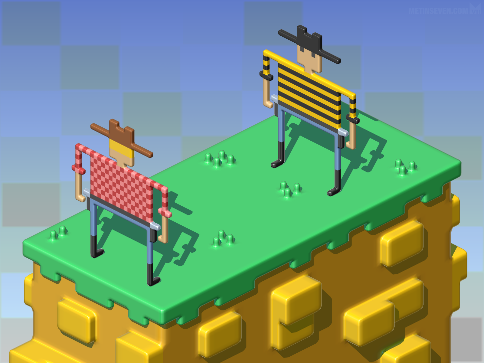 Showdown at the Pixel Corral — voxel artwork