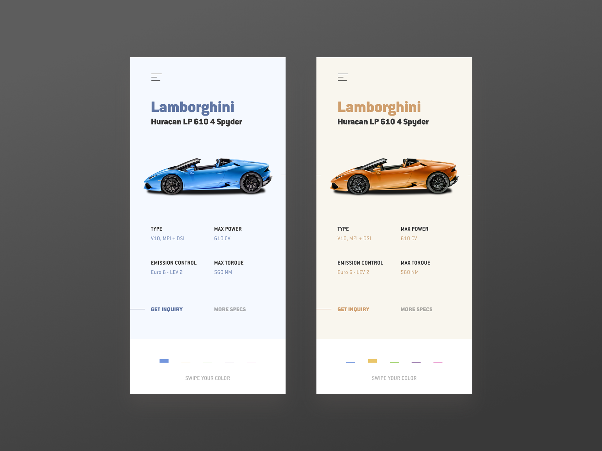 App Design - Product Detail Lamborghini by Milan Houter