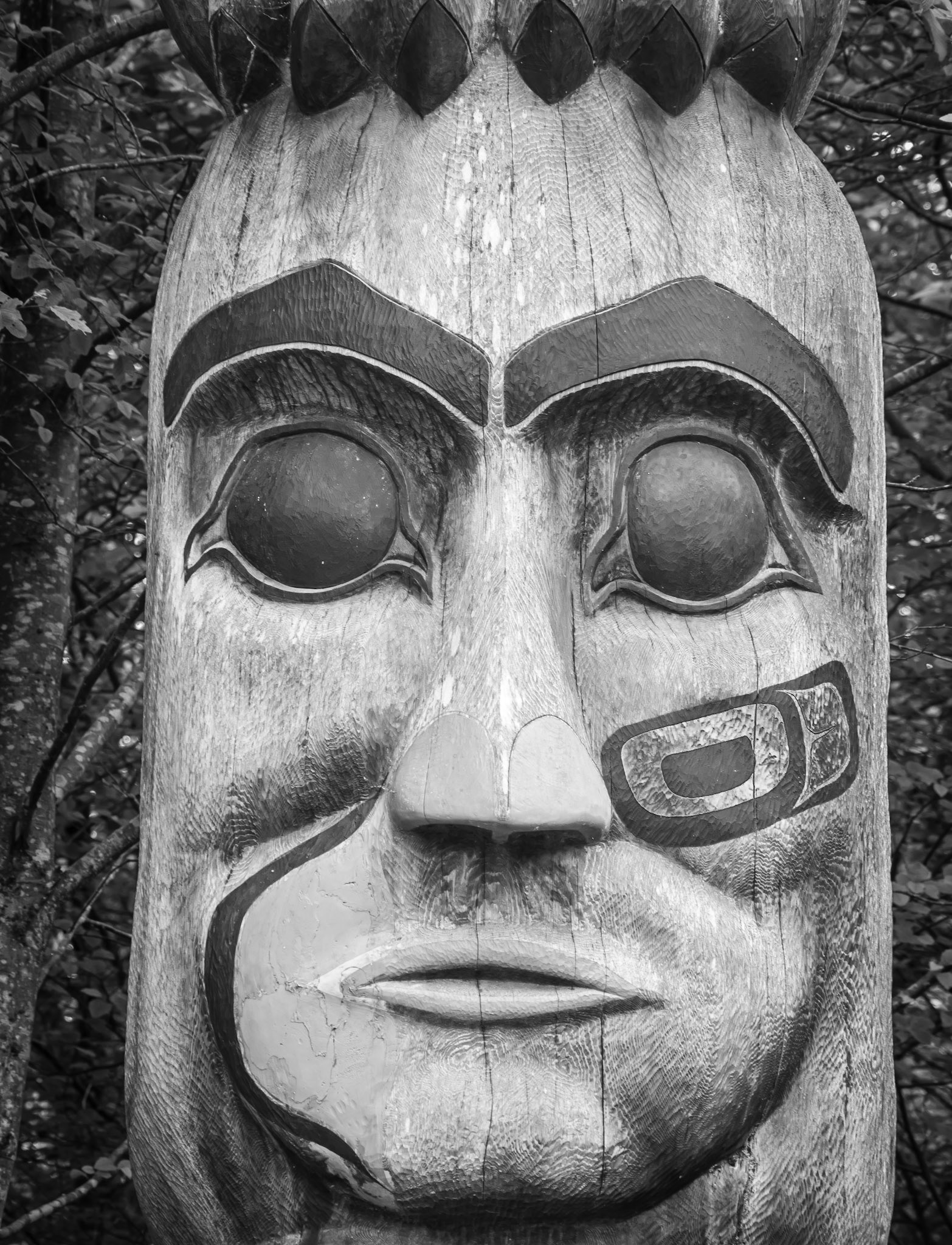 Totem Pole Face in Ketchikan