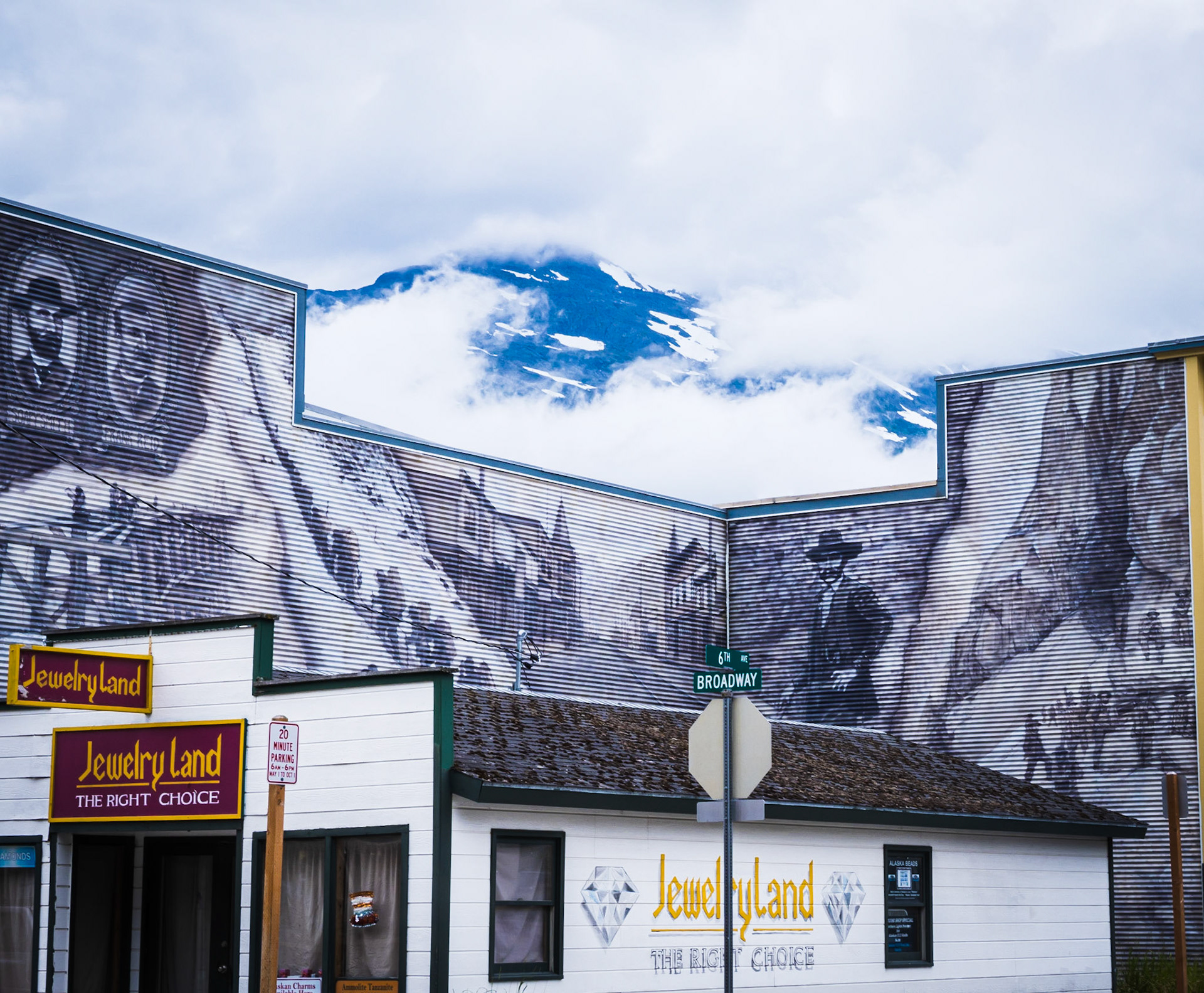 History wall in downtown Skagway