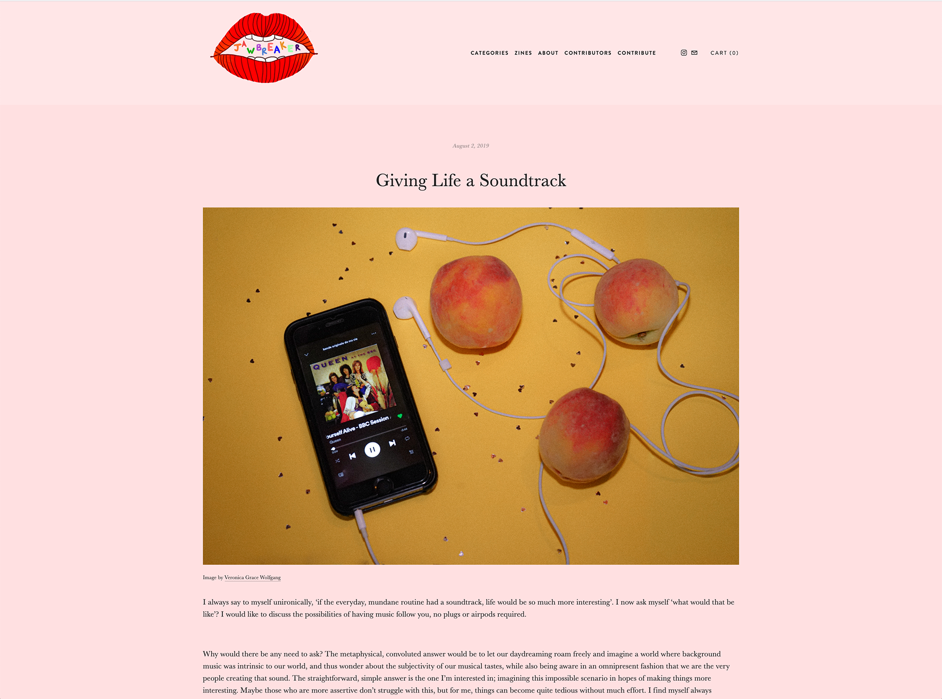 By-line for image produced to accompany an article published digitally in Jawbreaker Collective Zine