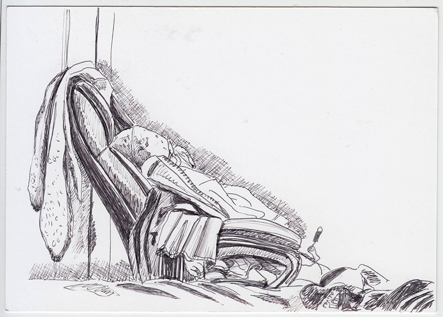 Clothes horse - 2017, biro on postcard, A6, £10