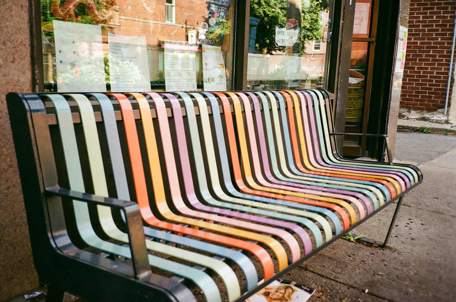 Another summer memory. A colorful bench in Montreal. #mikesansanophotography #mikesansano #film #35mm #analog #analogphotography #ishootfilm #filmisnotdead #filmphotography #analogphotography #analog #filmcamera #filmphoto #filmcommunity #filmisalive #staybrokeshootfilm #shootfilm #olympus#olympusepic #pointshoot #kodakcolorplus#Montreal #Quebec #Canada