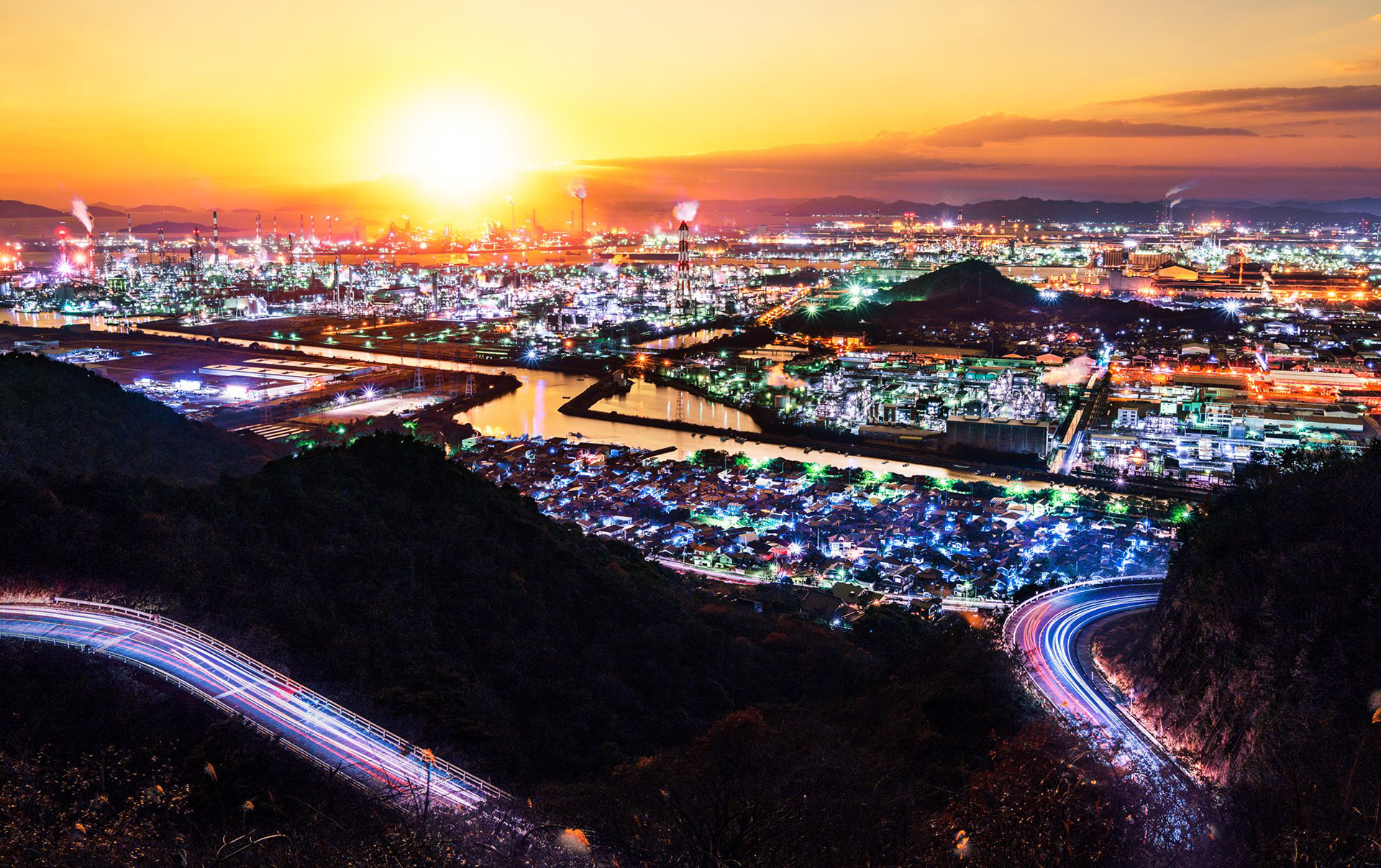 コンビナート夕景／岡山県倉敷市