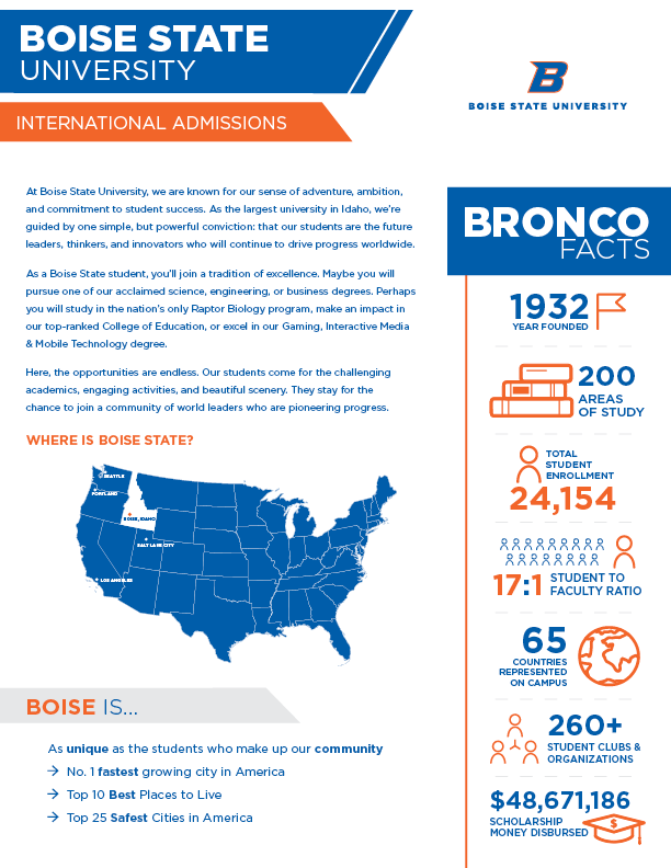 Lanh Russell Boise State International Admissions Recruitment Flyer