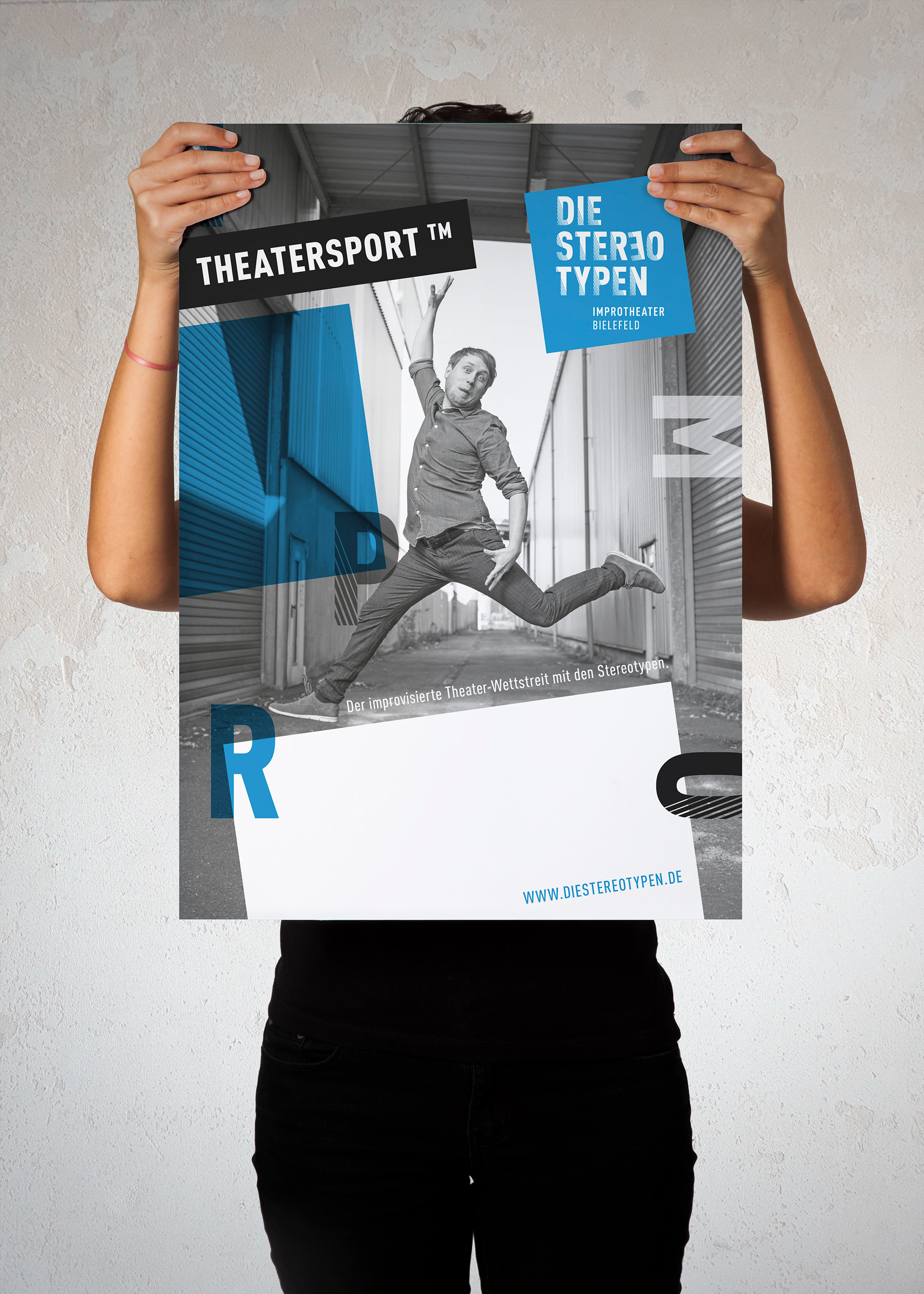 Plakatereihe – Die Stereotypen (Neon Blau)
