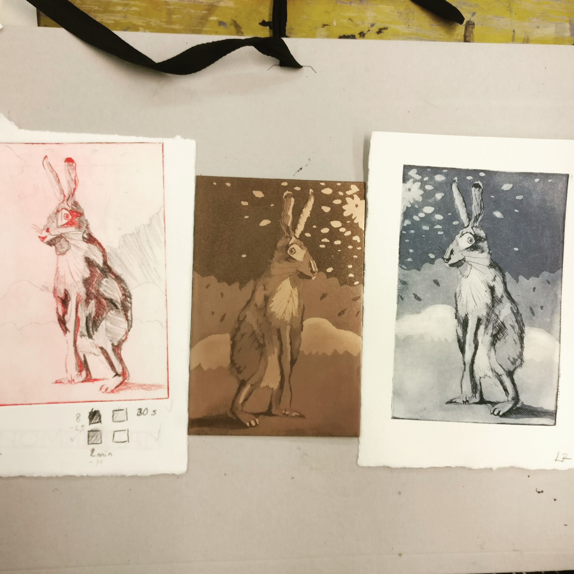 First drafts - etching & aquatint