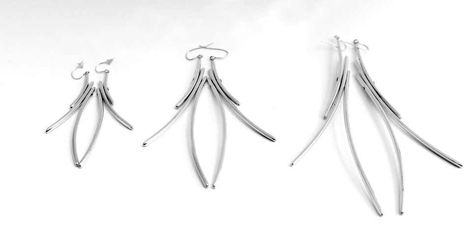 Boucles d'oreilles ALAS - 2 tailles disponibles : S: 80mm & M: 110 mm Magnesium - Aluminium & Silver - 85€ & 95€ Ref. OG-BOAL