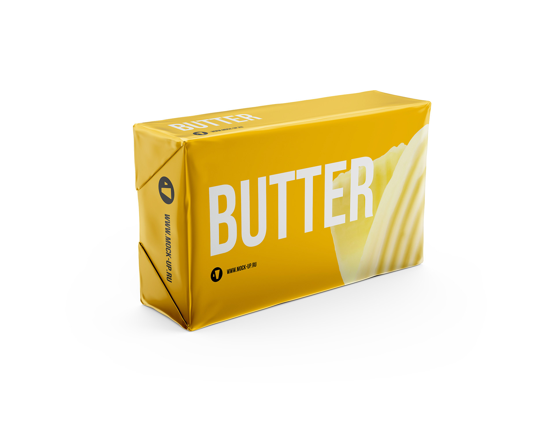 Download Exclusive Product Mockups - Butter block 3/4 view mockup. 200g