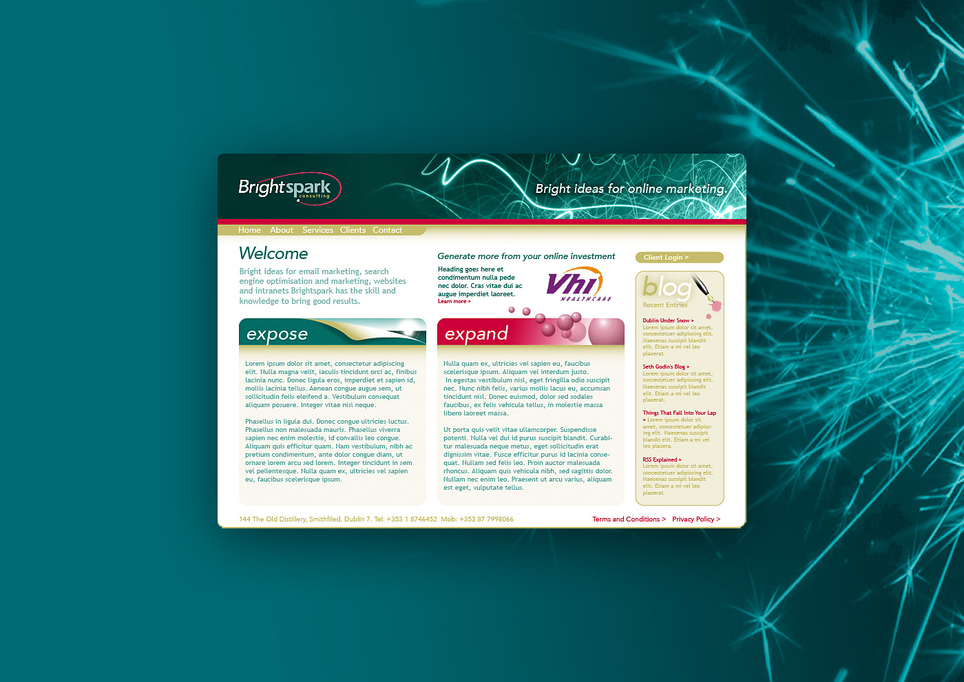 Website homepage mock-up