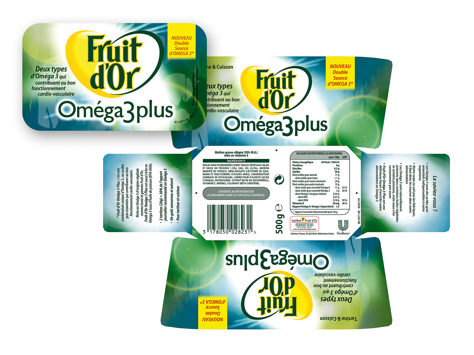 Specialty version of the French Flora packaging