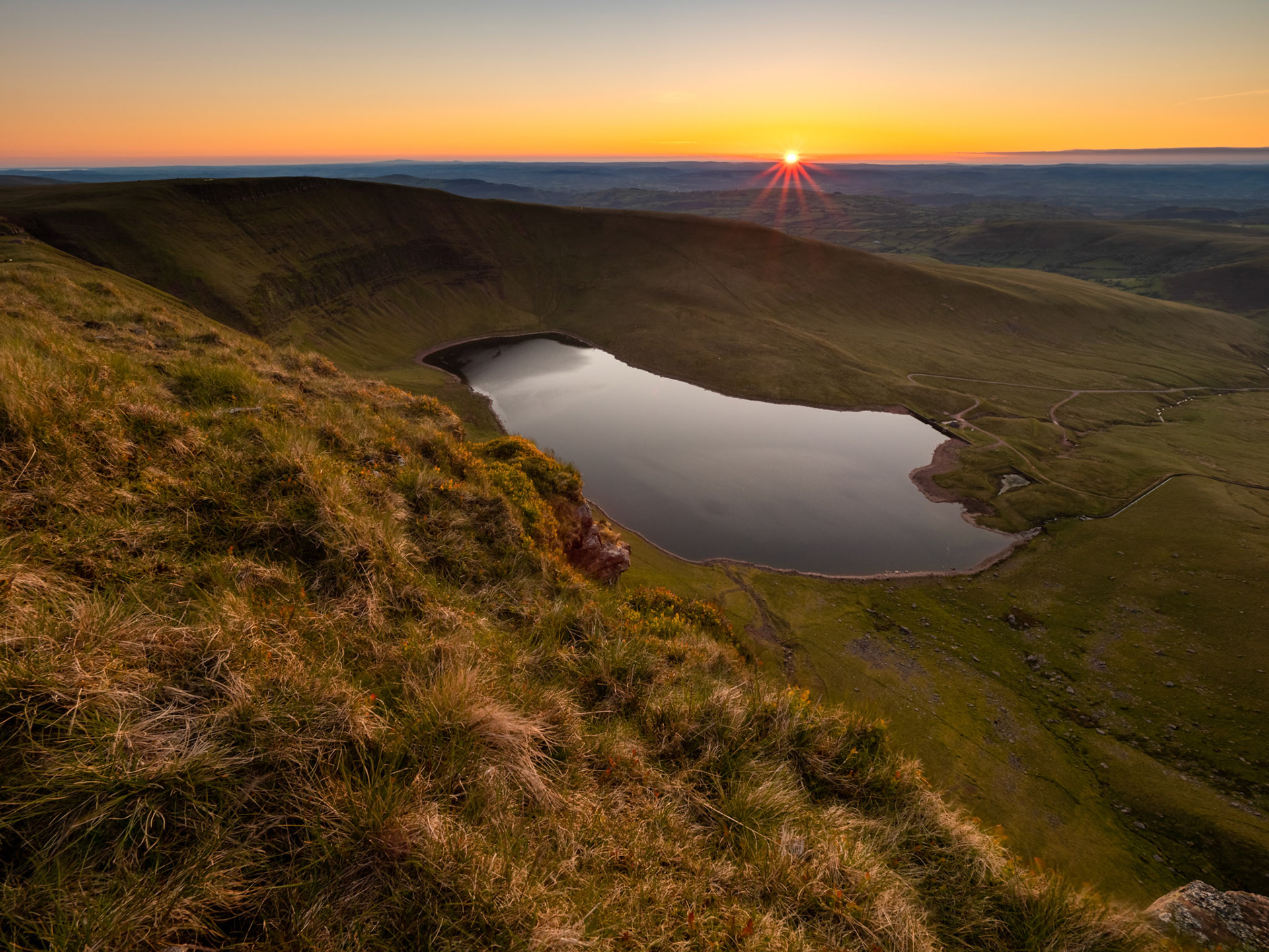 sunset over Llyn y Fan Fach