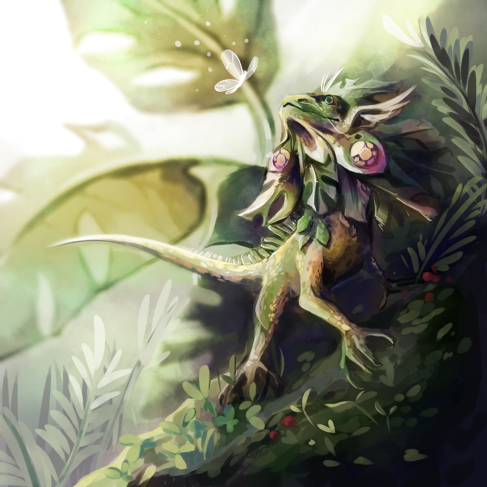 Leaf Lizard (Digital) A fictional creature I designed for my book of creature design, “The Offworld Project’s New World Guide to Creatures”, coming soon.