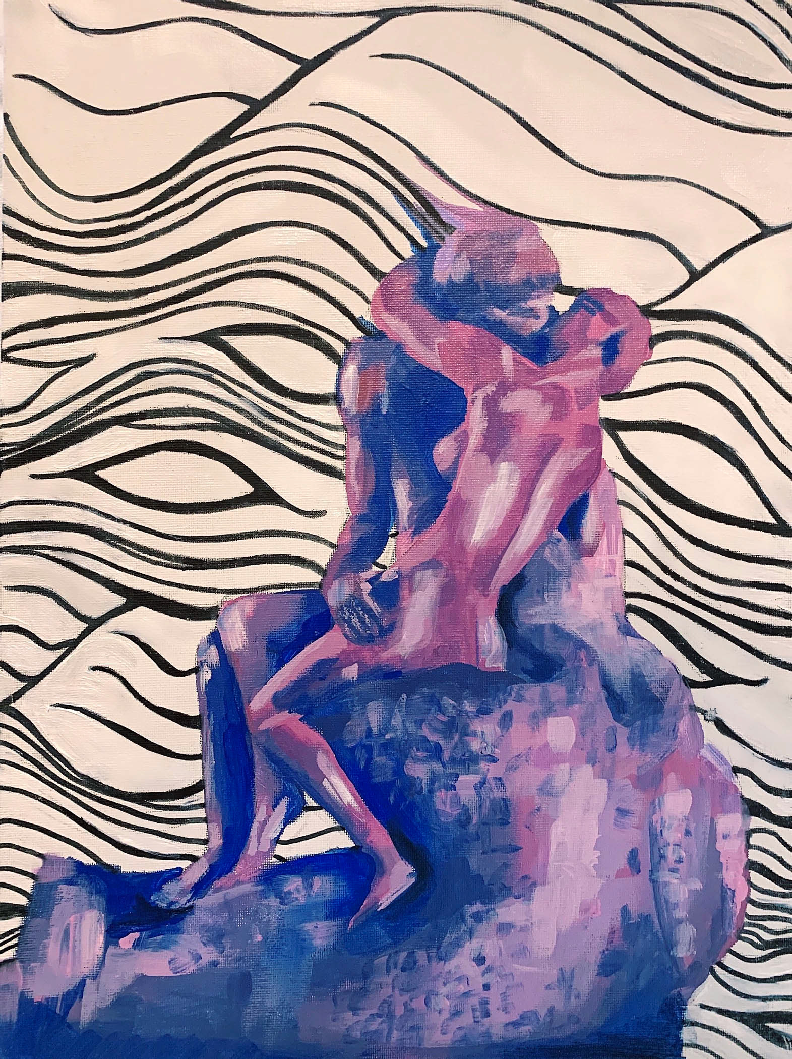 Walter and Agnes in “The Kiss”, Acrylic on Canvas, Jane Schulz, McGill-Toolen Catholic High School