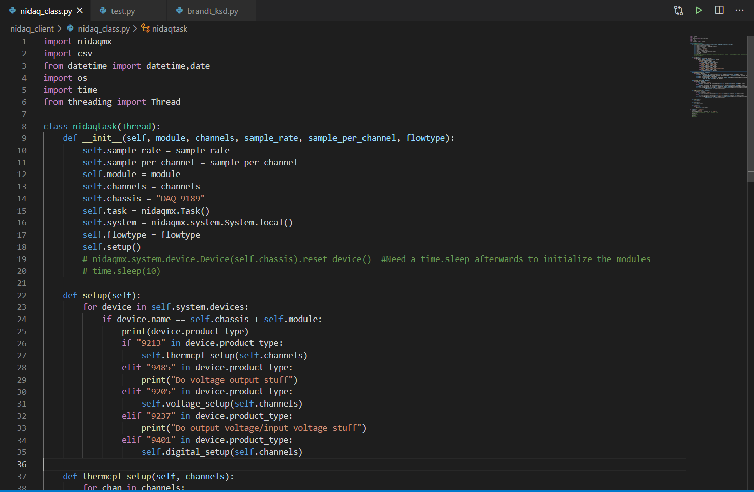  Using Python and Nidaqmx to communicate and log GSE data from NIDAQ-9189's modules