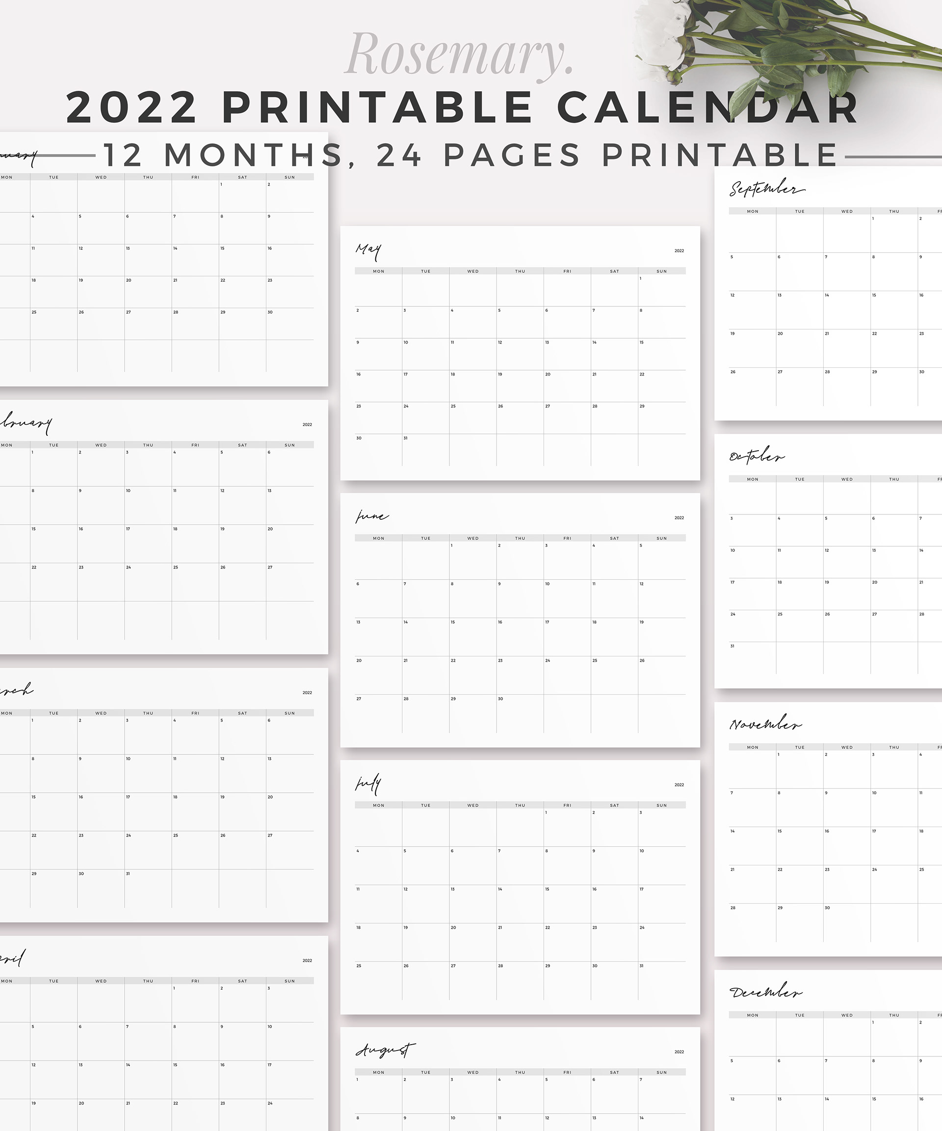 Paperly Planners - Beautiful, Productive. - 2022 ROSEMARY Calendar