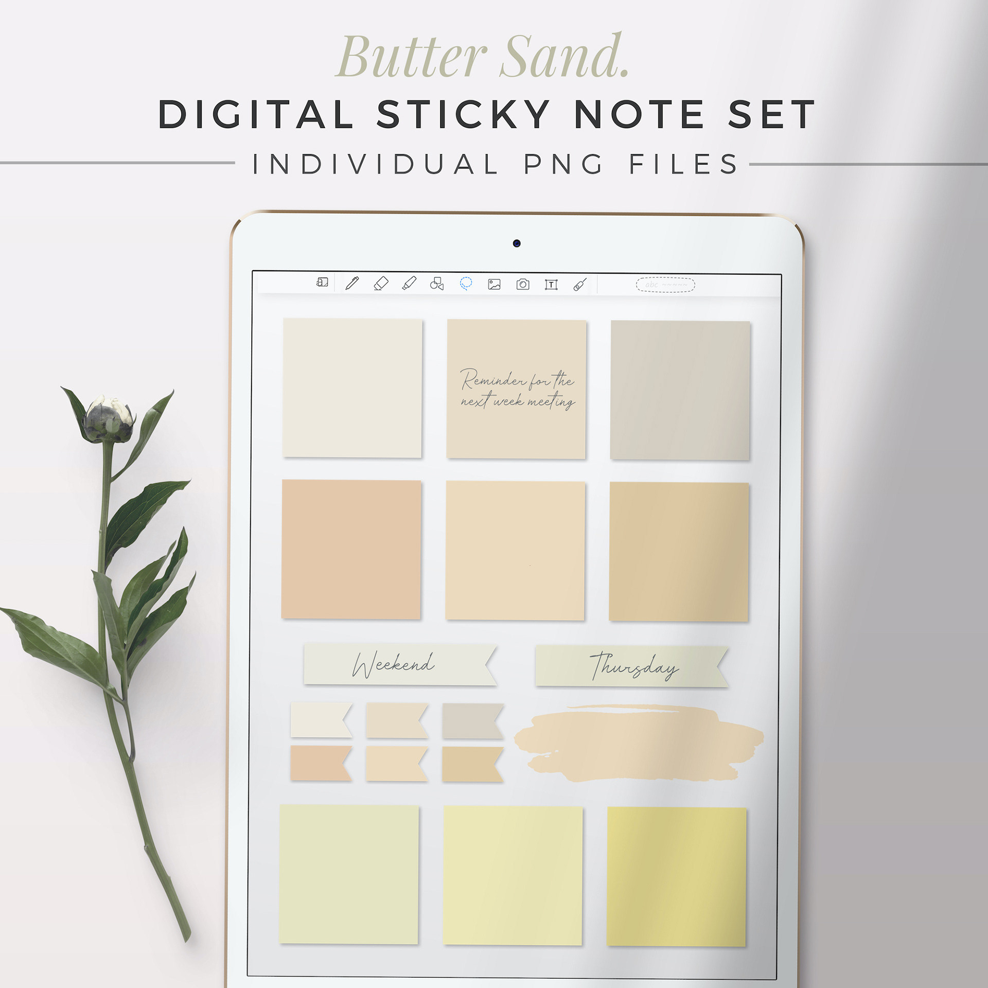 12 Neutral Sticky Notes iPad Sticky Note, Digital Planner, Goodnotes  Template, Notability, Digital Page Flag, Page Marker, PNG Sticky Note 