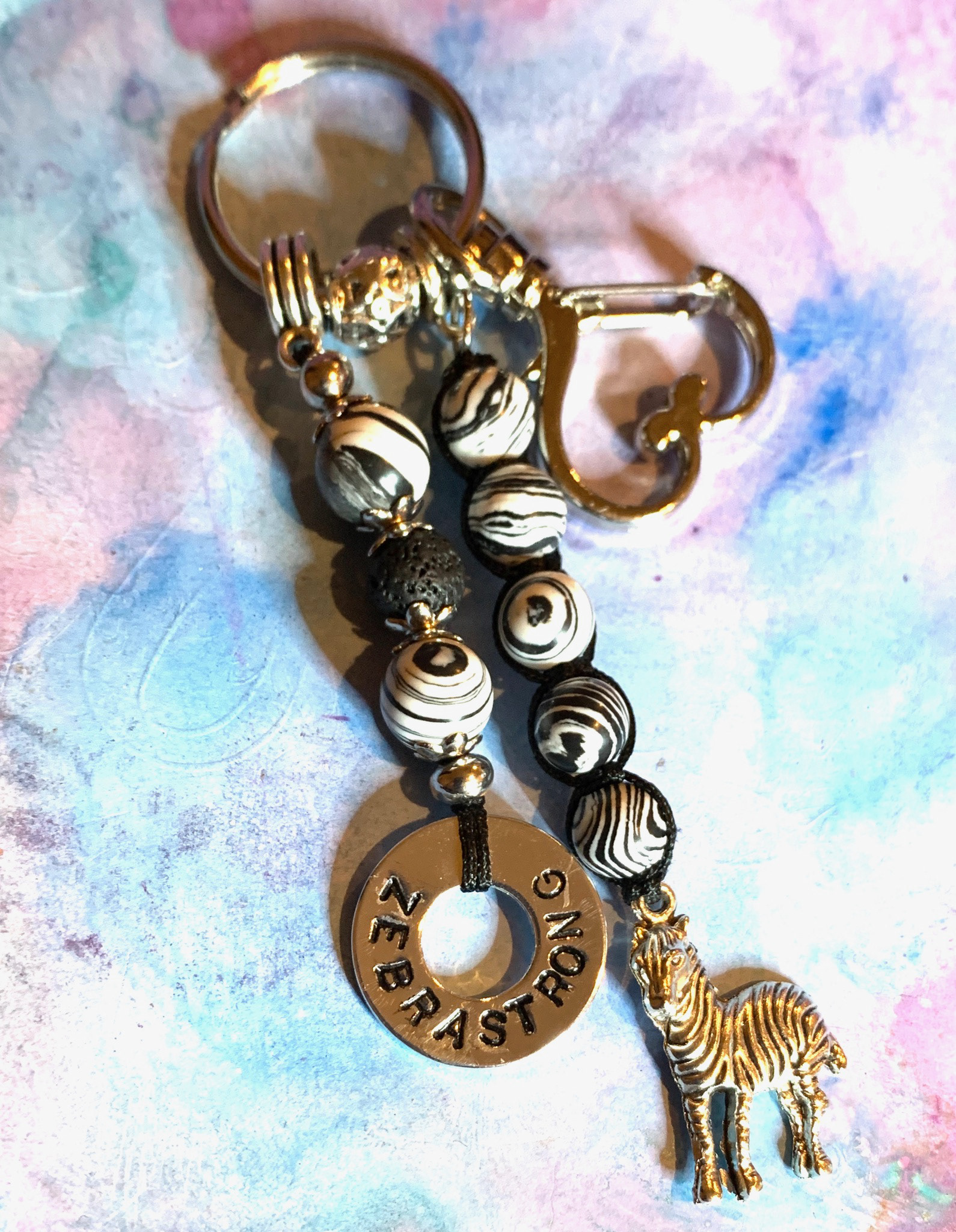 Zebra Malachite Key Chain