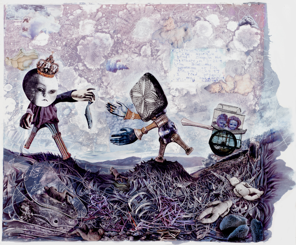 davidmball “This Way Comes” 30”x24”, (36”x30 framed), oil, collage, colored pencil, ink, on cotton rag paper, #davidmball #available #purchase, message ball.david@sbcglobal.net