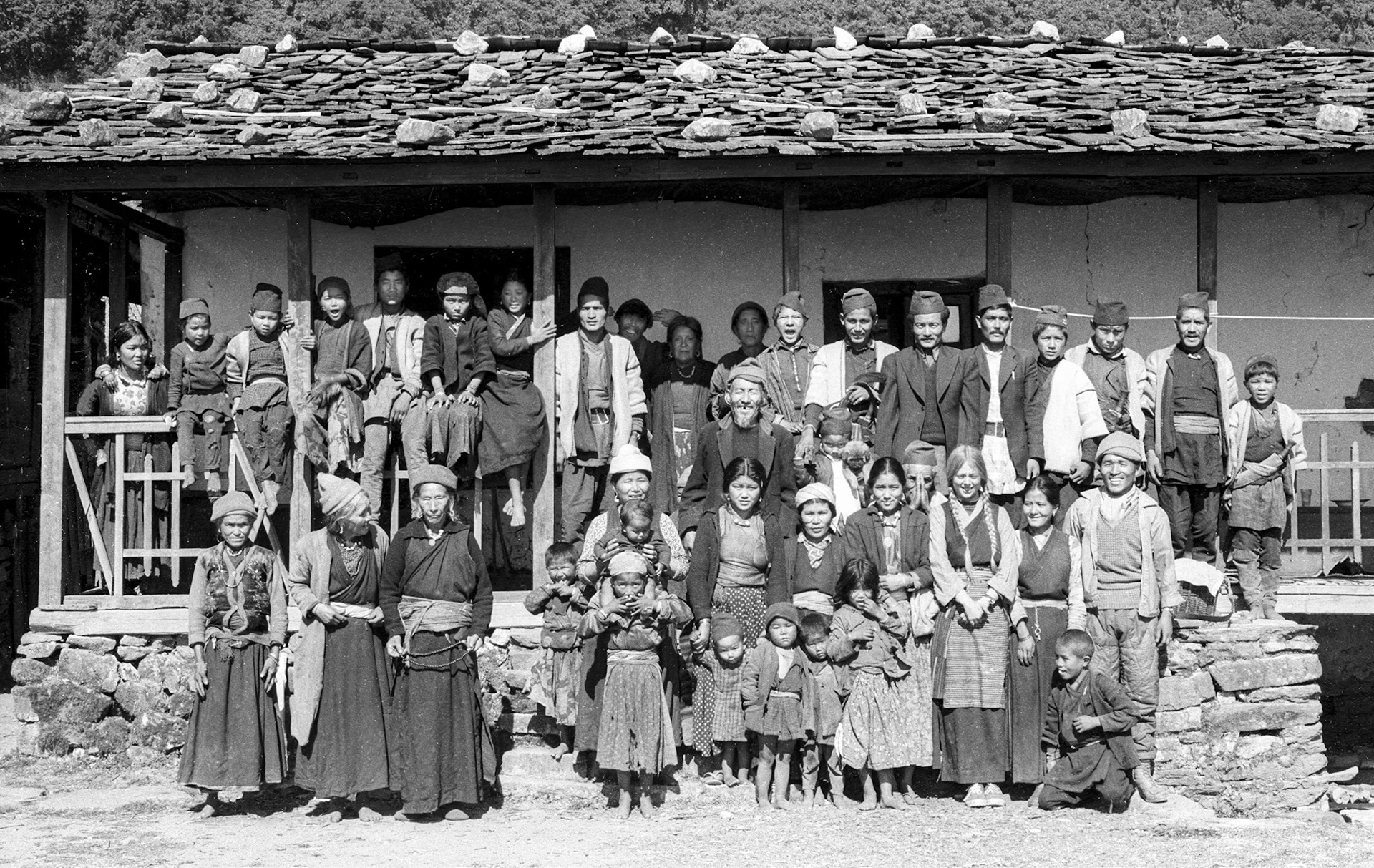 Melamchigaon Losar party for entire village, January 1972.