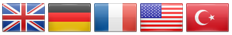 The national flags of Great Britain, Germany, France, the U S A, and Turkey