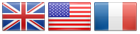 The national flags of Great Britain, the U S A, and France