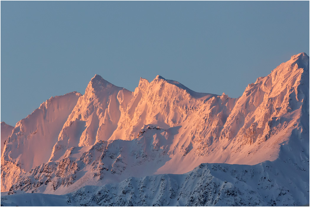 Sunrise on Mountains, from Haines, Alaska