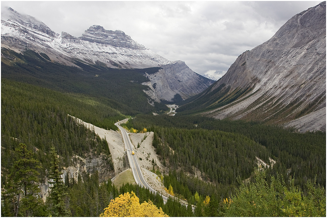 View south towards Banff from Big Bend, Icefields Parkway, Banff NP