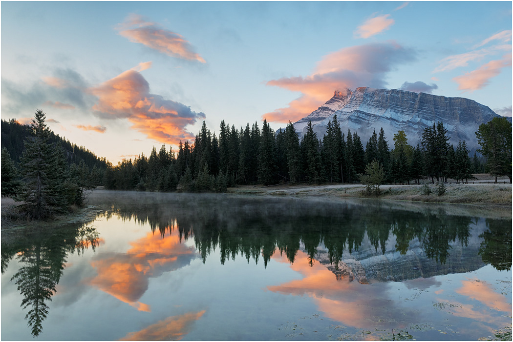 Sunrise, Mt. Rundle from Cascade Pools, Banff