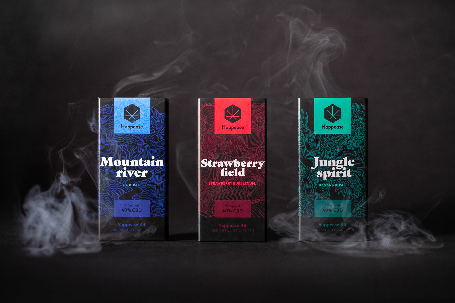 Andreea Bora design Happease CBD oil vape packaging design