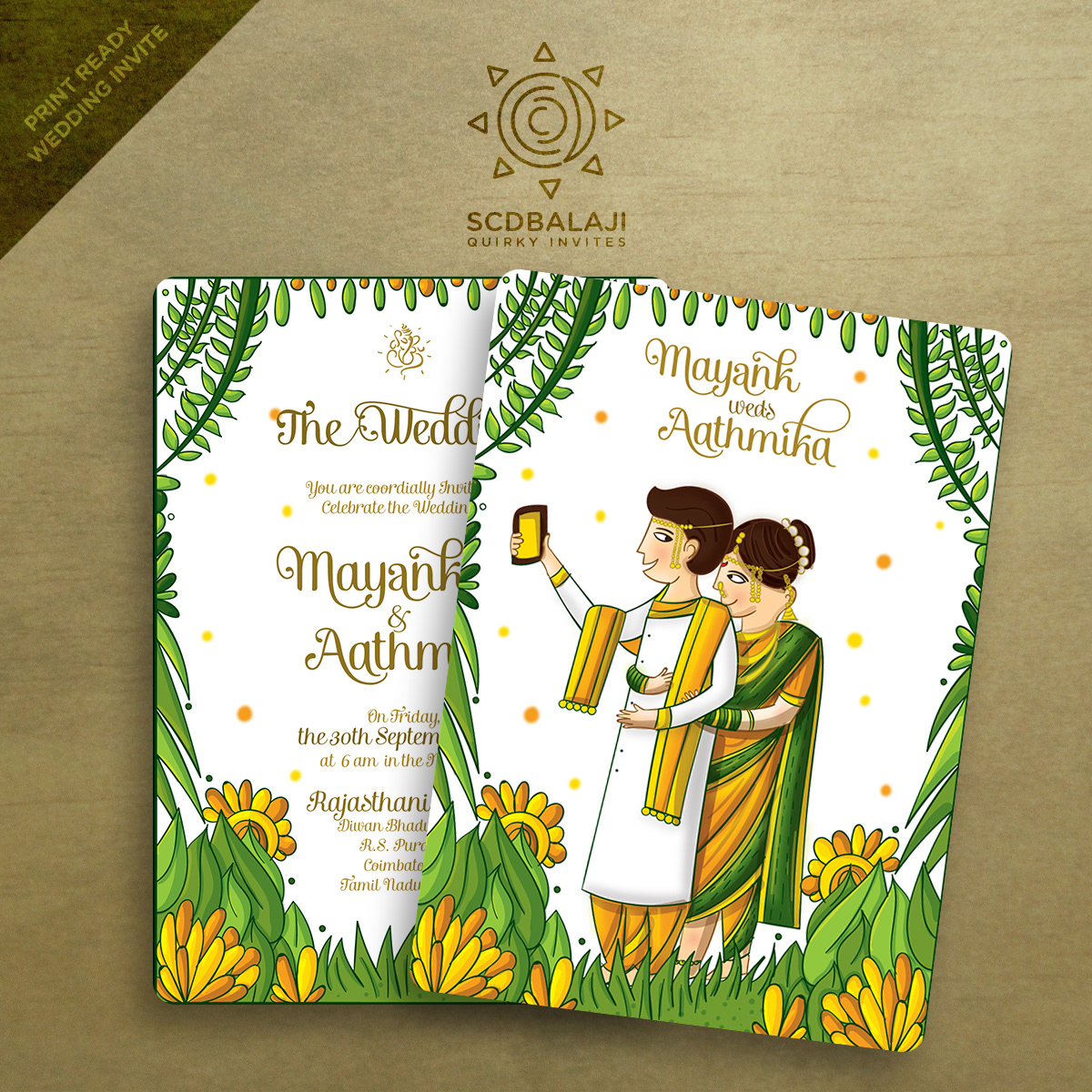 Quirky Indian Wedding  Invitations  Maharashtrian Wedding  