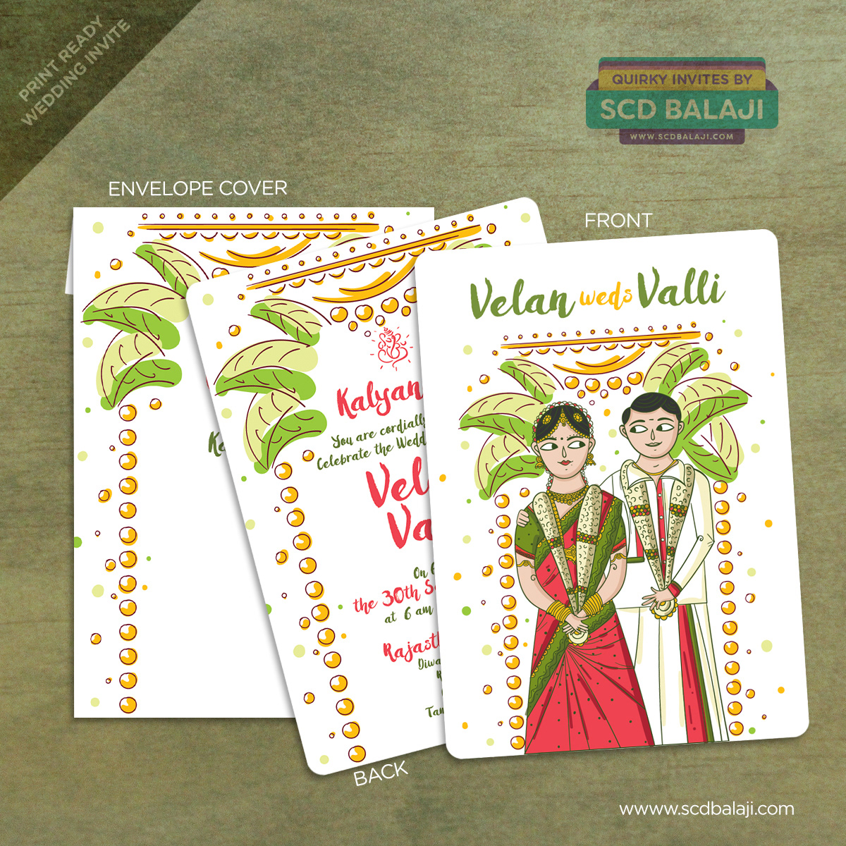 Quirky Indian Wedding Invitations Tamil Wedding Invitation