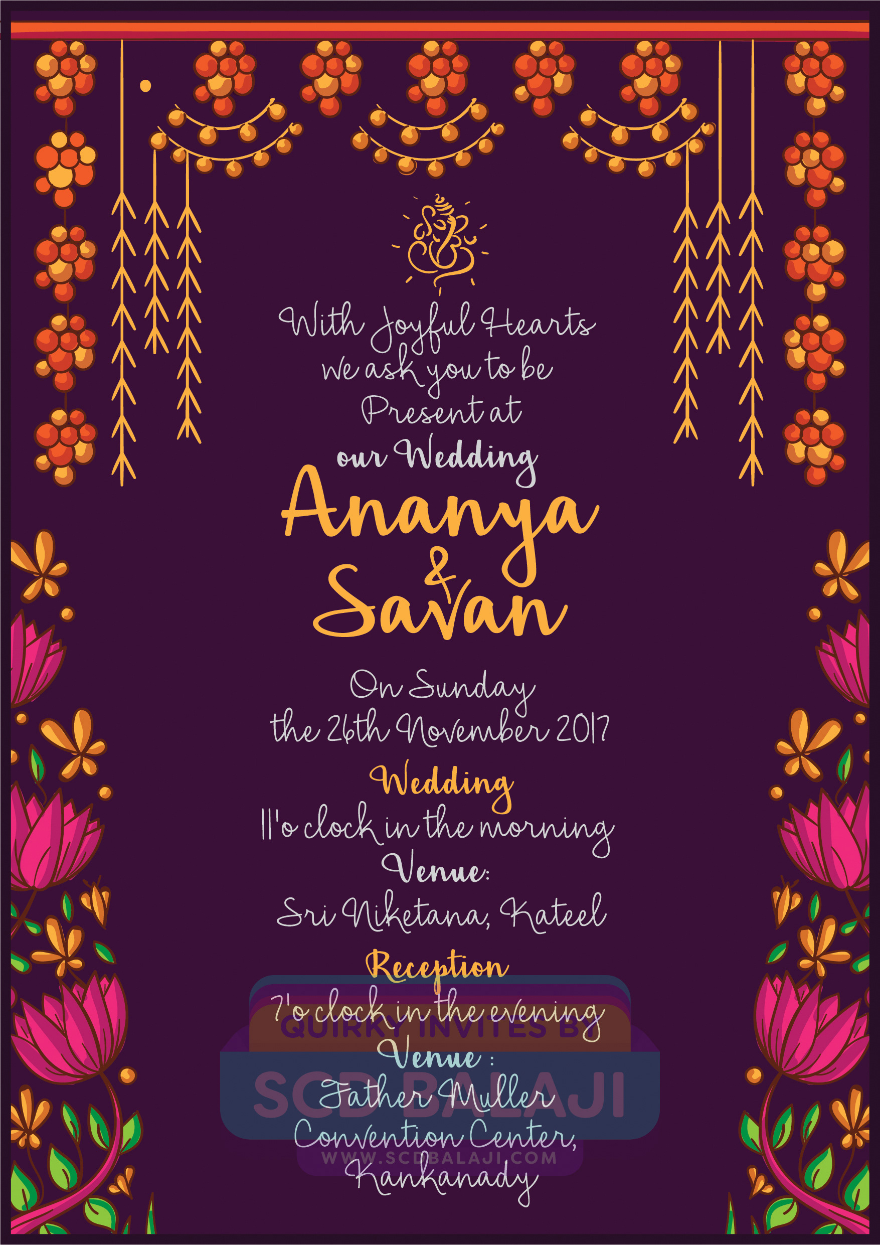 Quirky Indian Wedding Invitations - Mangalore Wedding 