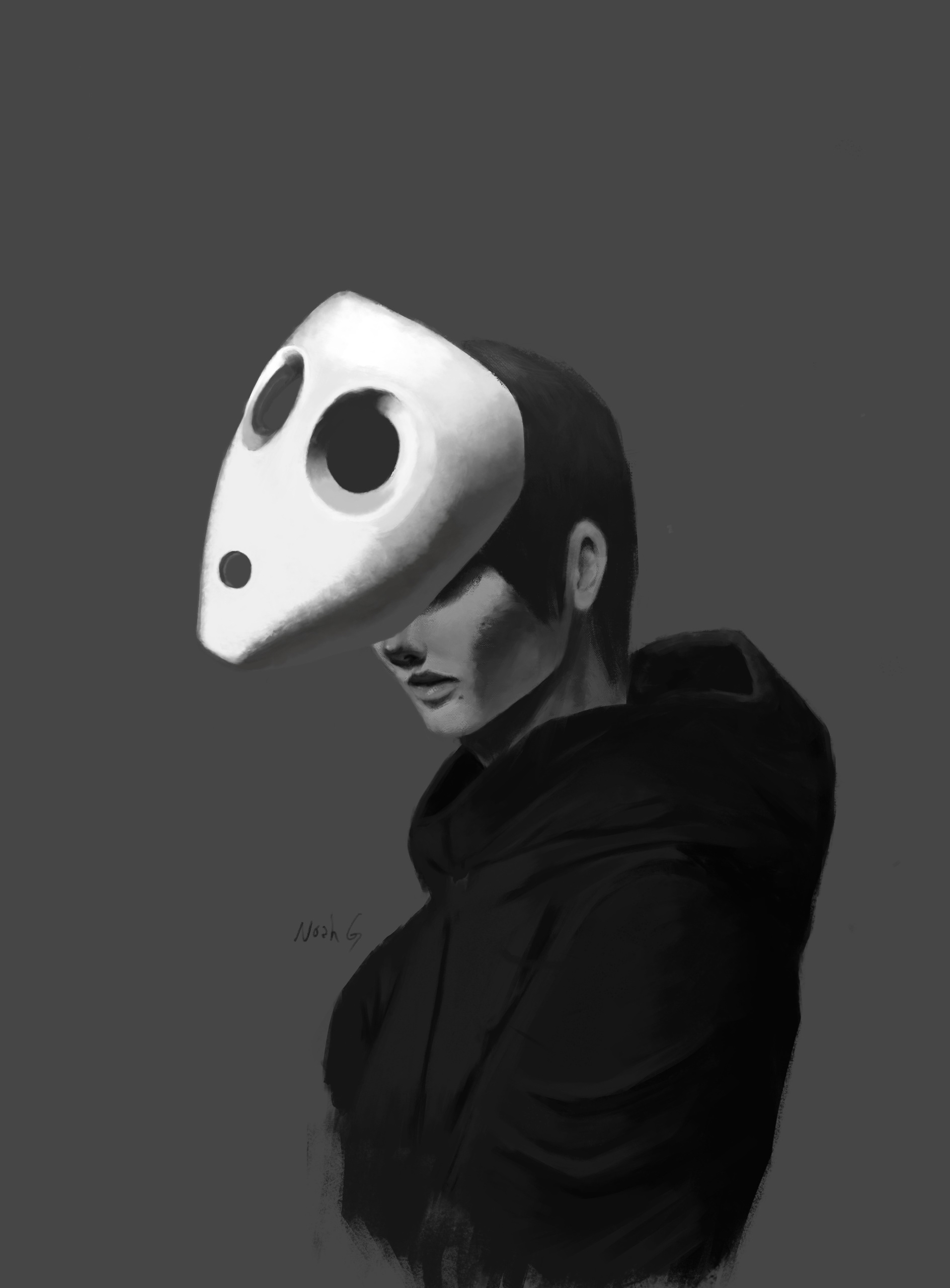 I've always been a "Shy Guy" not able to reveal myself too much. Threw a "semi-realistic" style to it. Mask is inspired by my childhood Mario games the character Shy Guy. Made with Adobe Photoshop (1/23/2021)