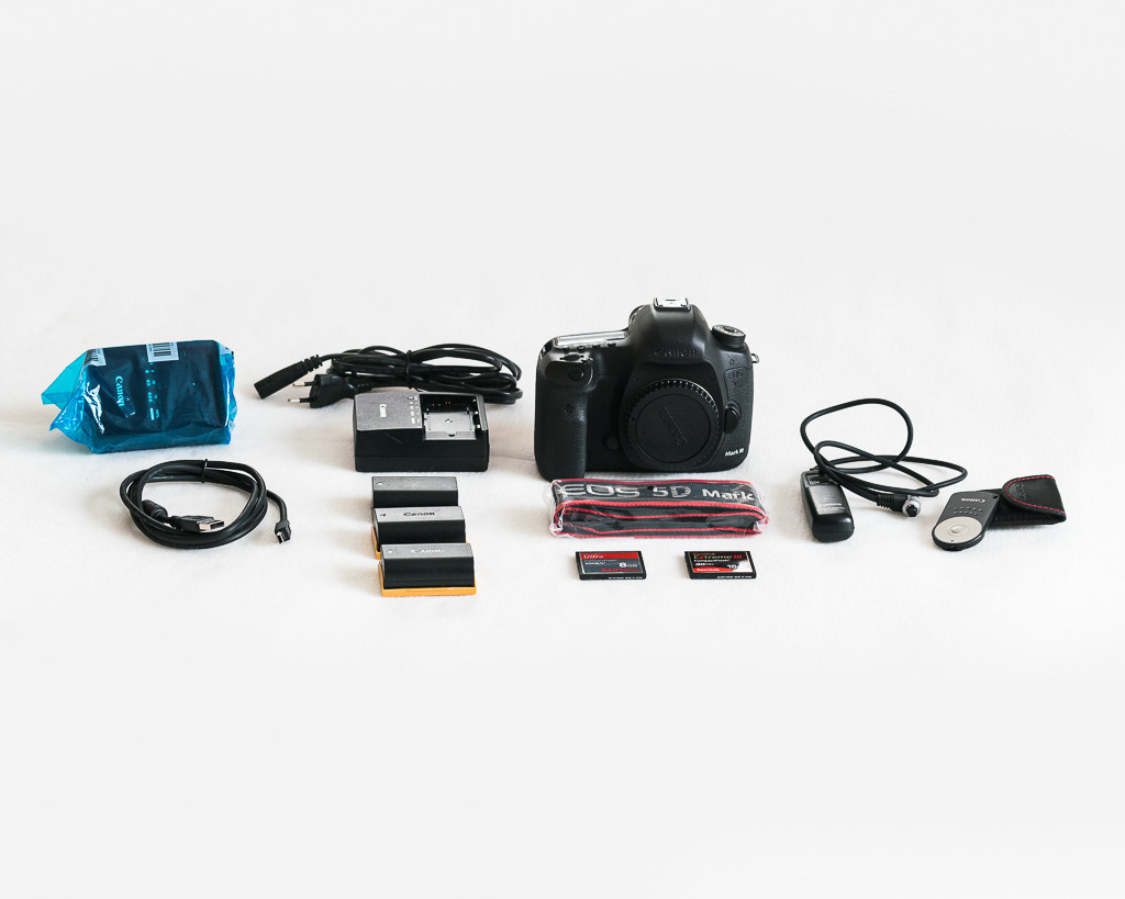2 batteries LP-E6 and battery charger LC-E6E. Muut tuotteet kuvassa myyty.