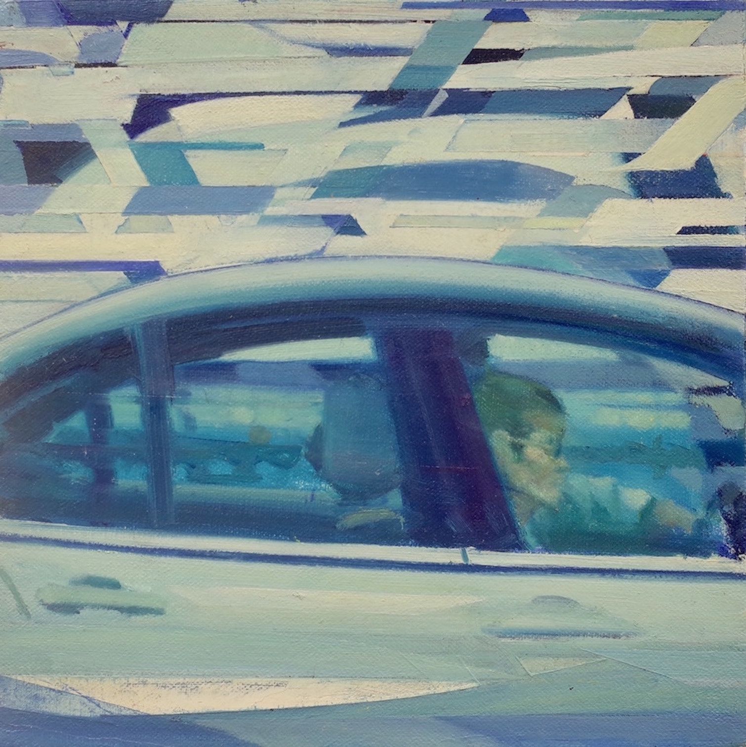 Drive-O-Bots 3, 2012, 7 7/8” x 7 7/8”, oil on canvas