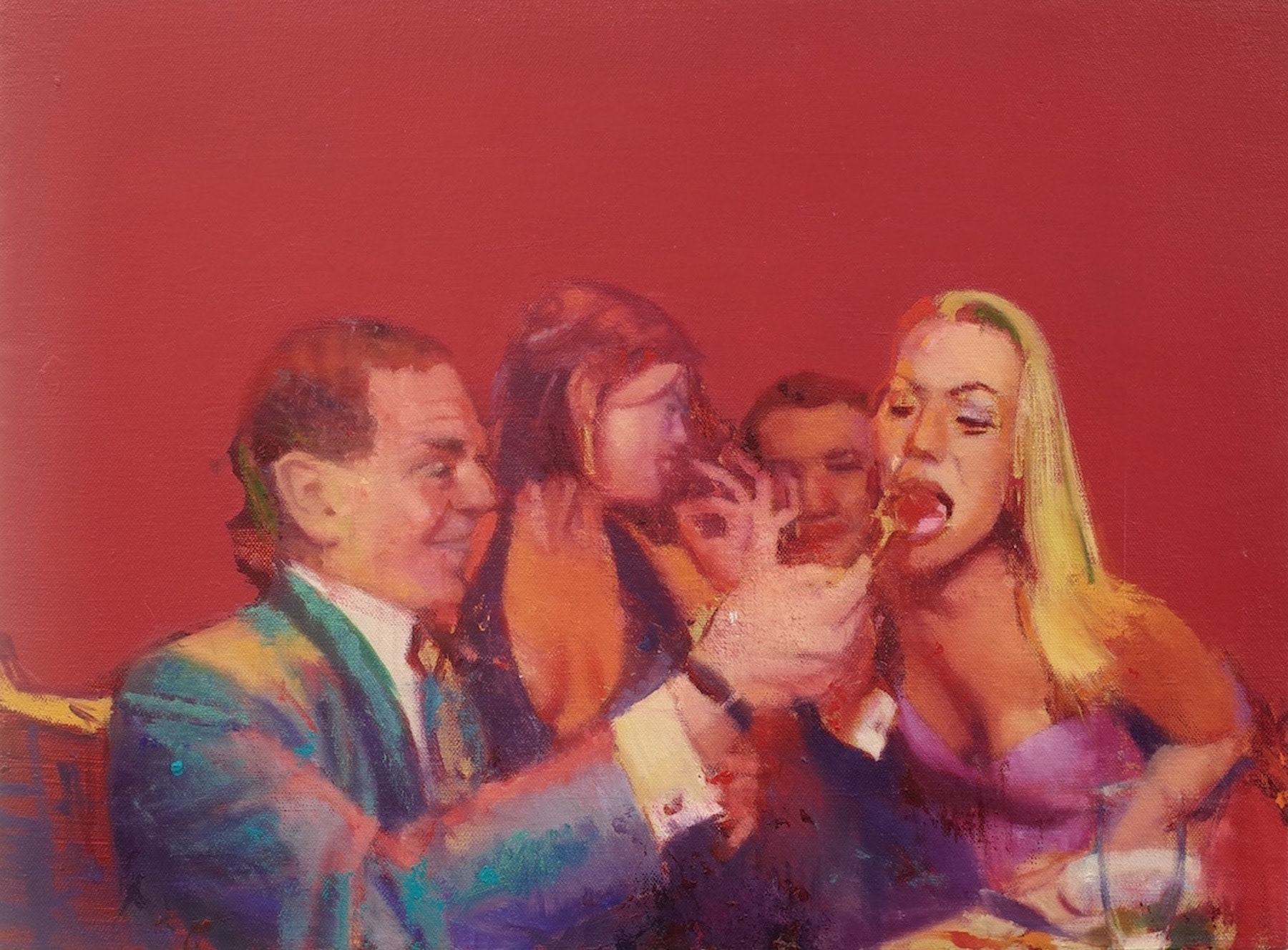 Banker Banquet, 2020, 12” x 16”, oil on canvas