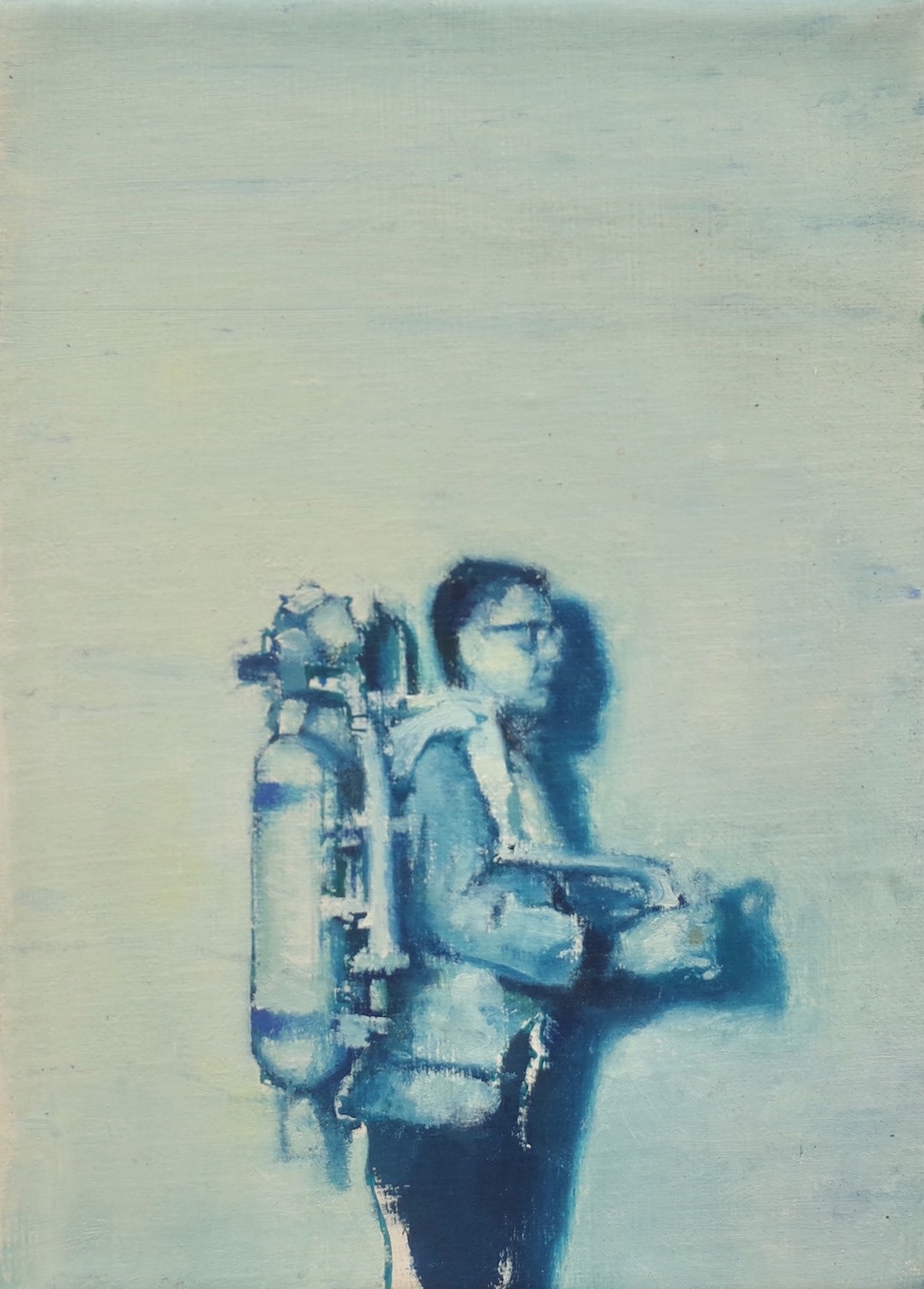 Jet Pack (Single Figure), 2011, 7" x 5", oil on canvas
