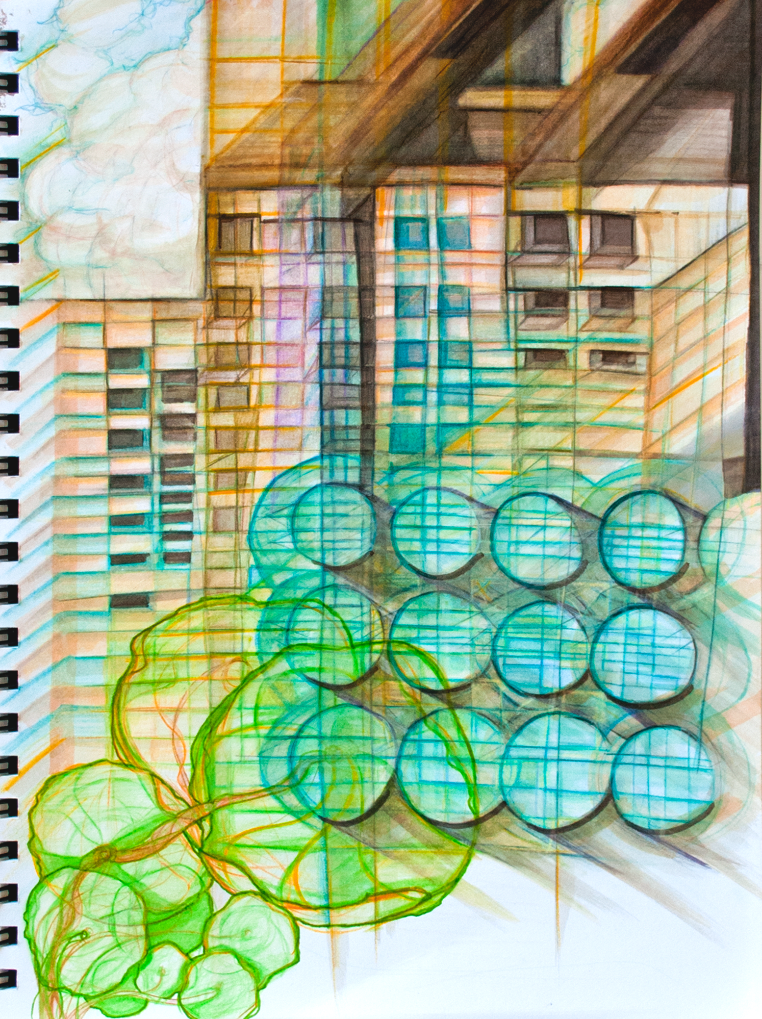 Desk View 1, colour pencil and marker on paper, 8.25" x 11.75", C$1000
