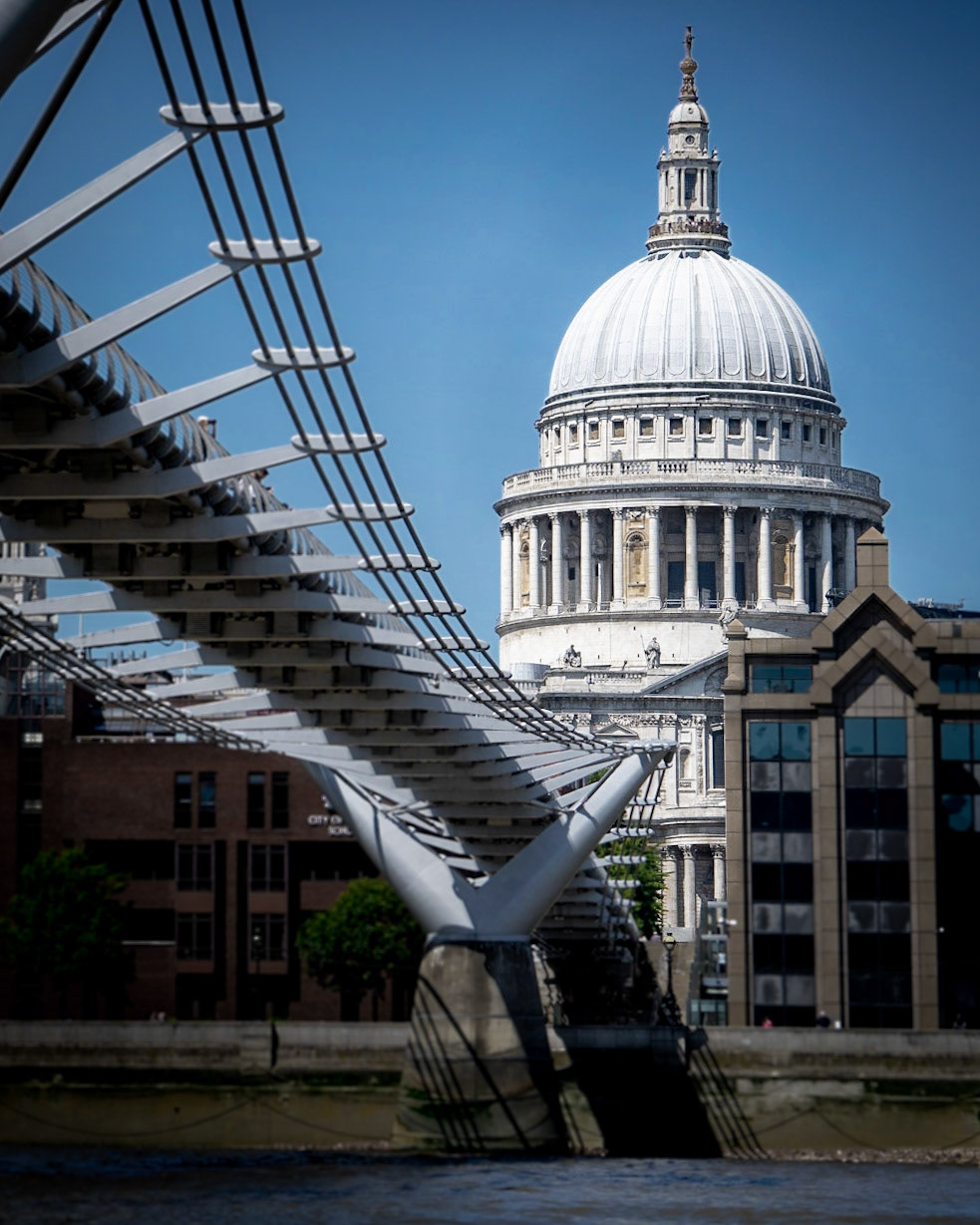 - St Paul's from under the wibbly-wobbly bridge...