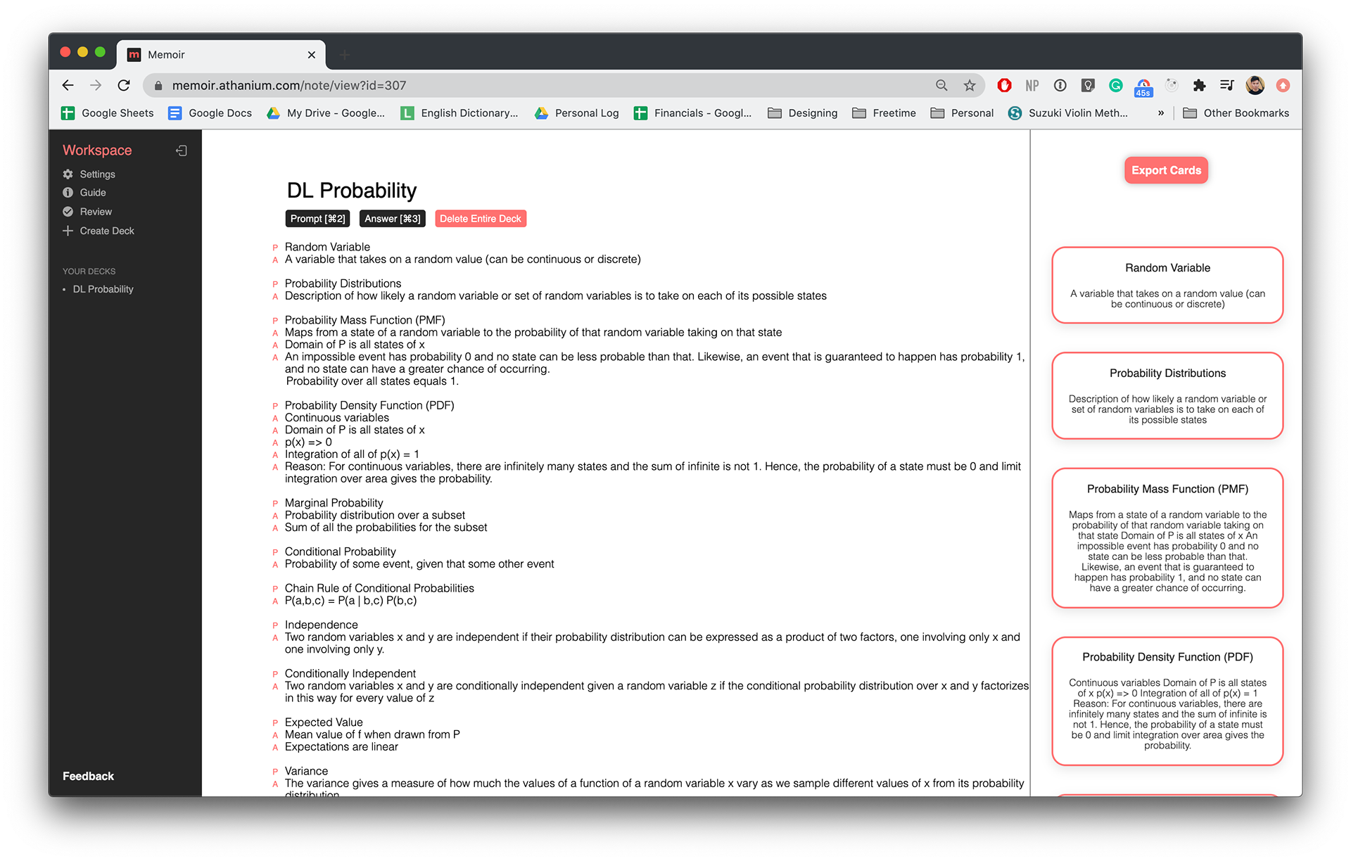 Flashcard and Notetaking