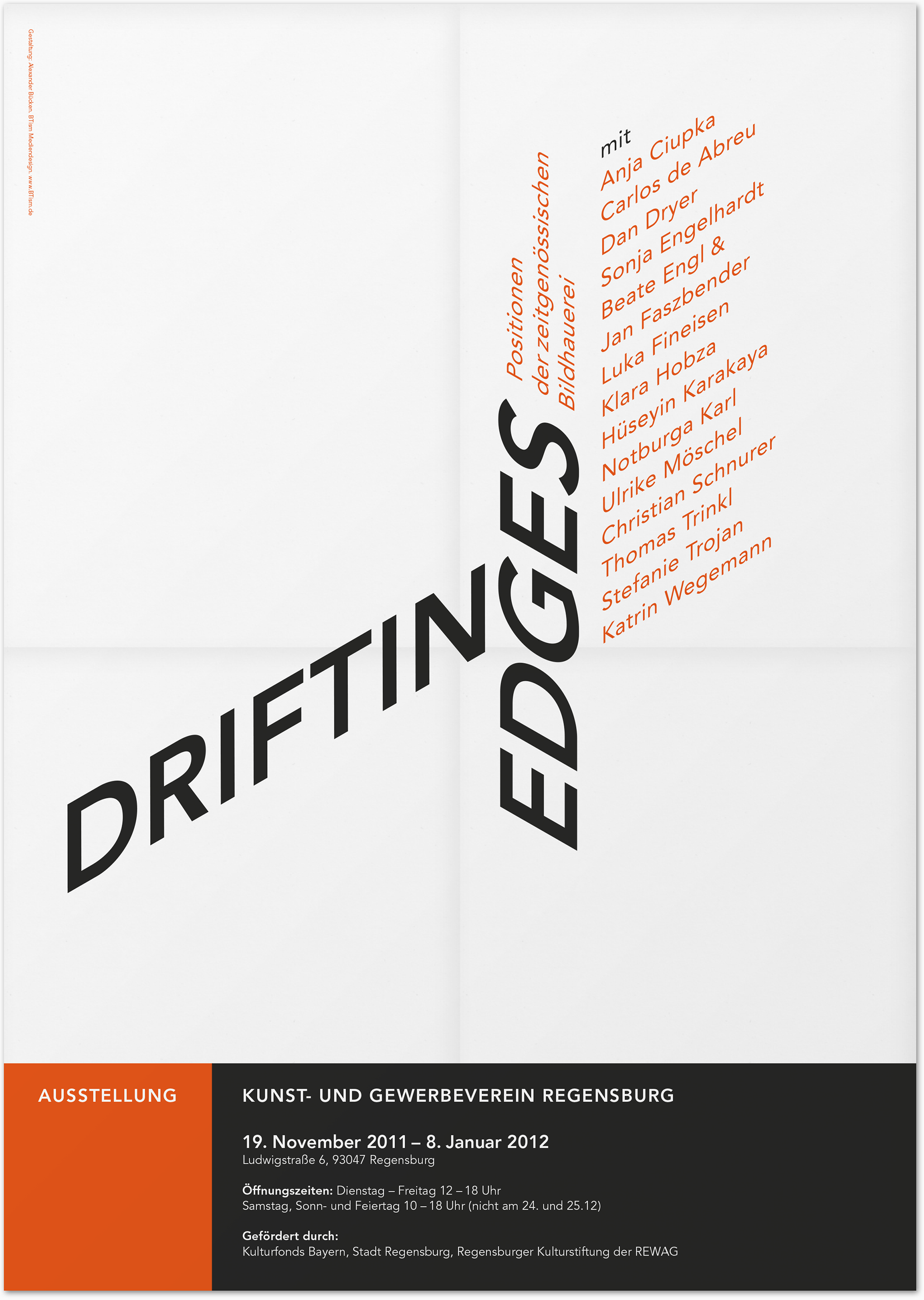 Plakat mit Wortmarke, Teilnehmern und Ausstellung Rahmendaten