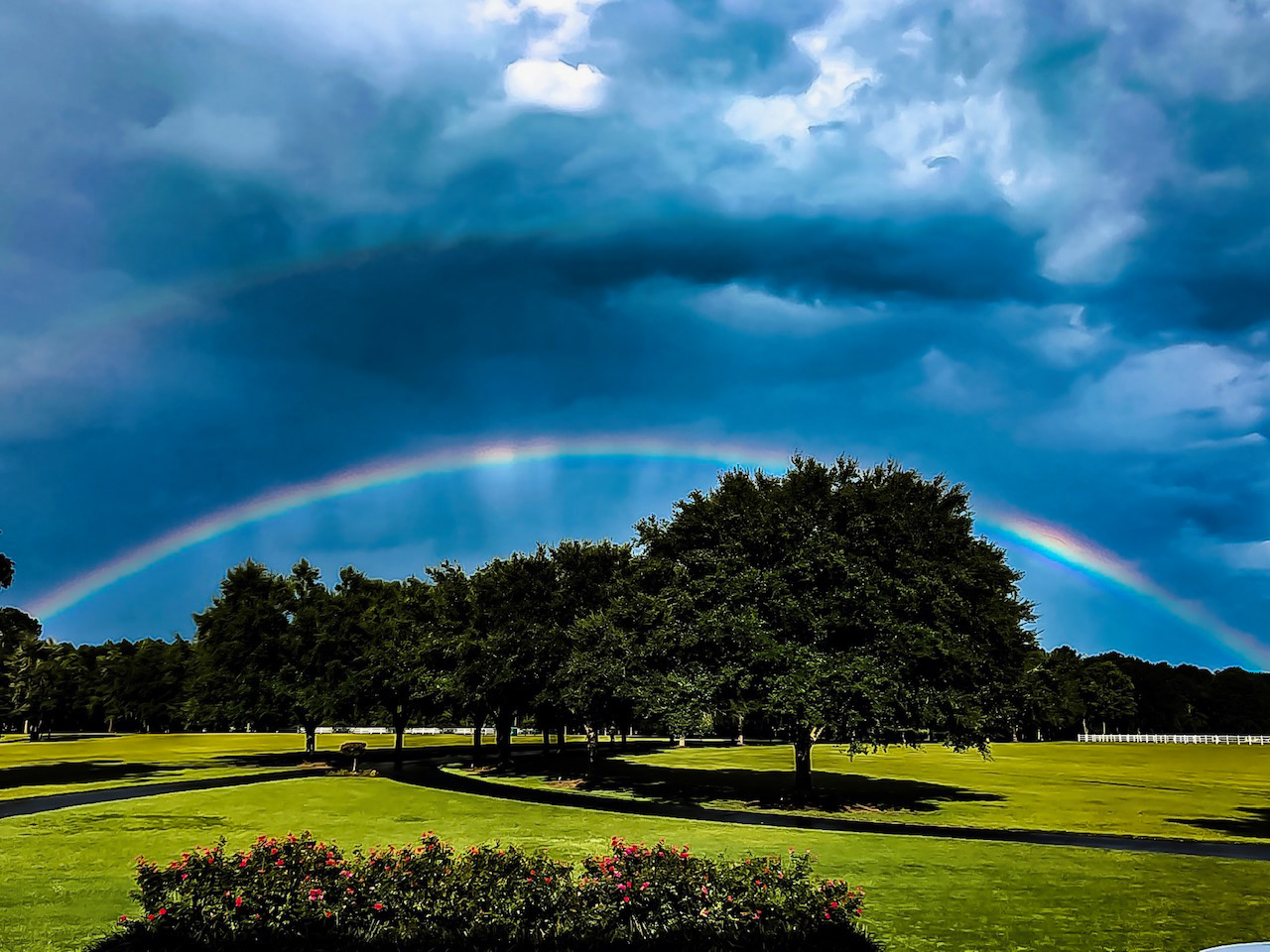 Double rainbow over the drive