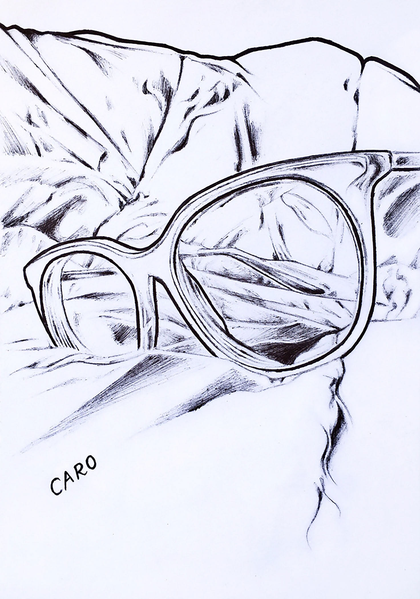 My Glasses, marker pen on card paper, 8.27 x 5.83 inches, 2019
