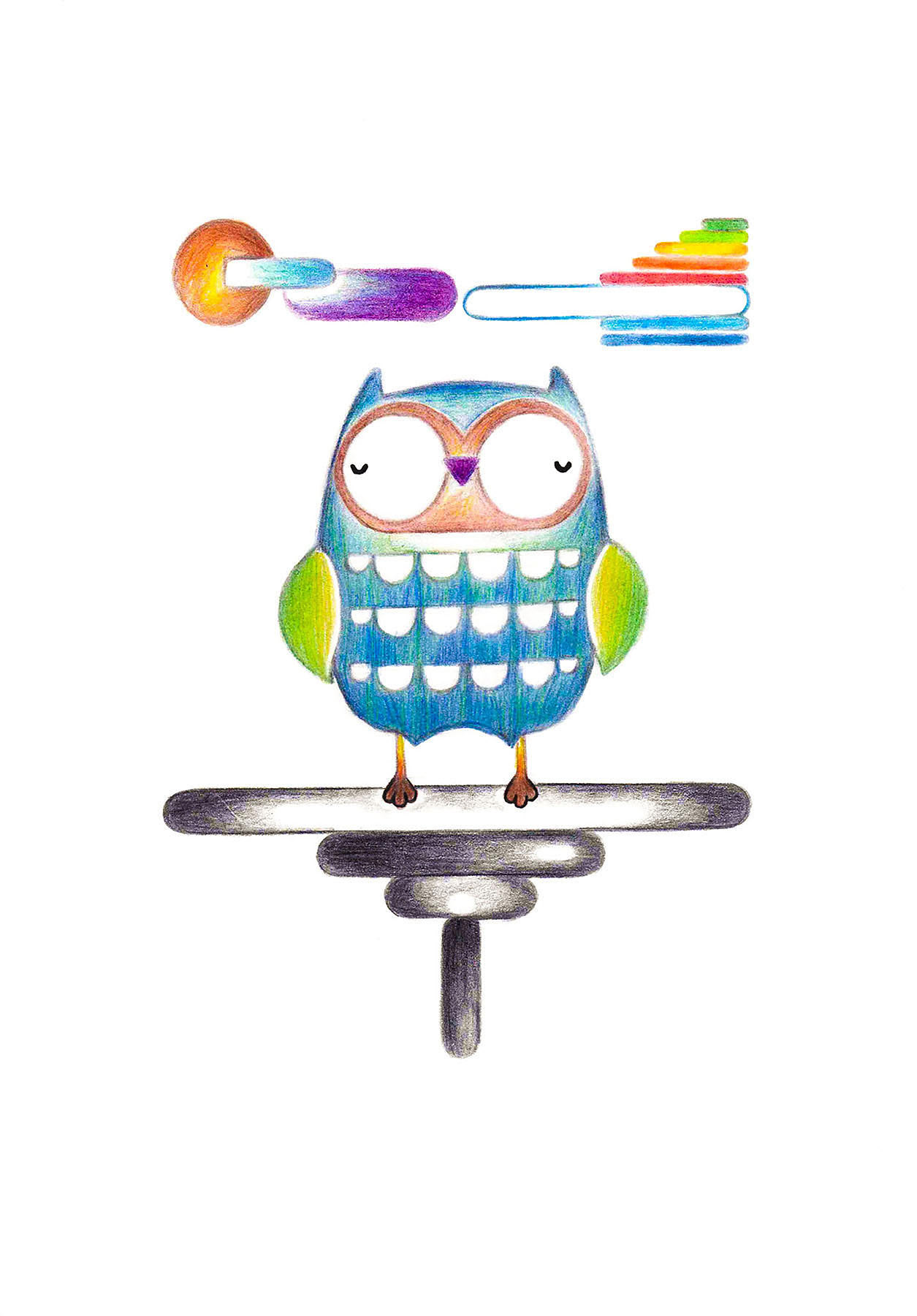 Owl Drawing (Digital Version), rendered on Adobe Photoshop, 2020.