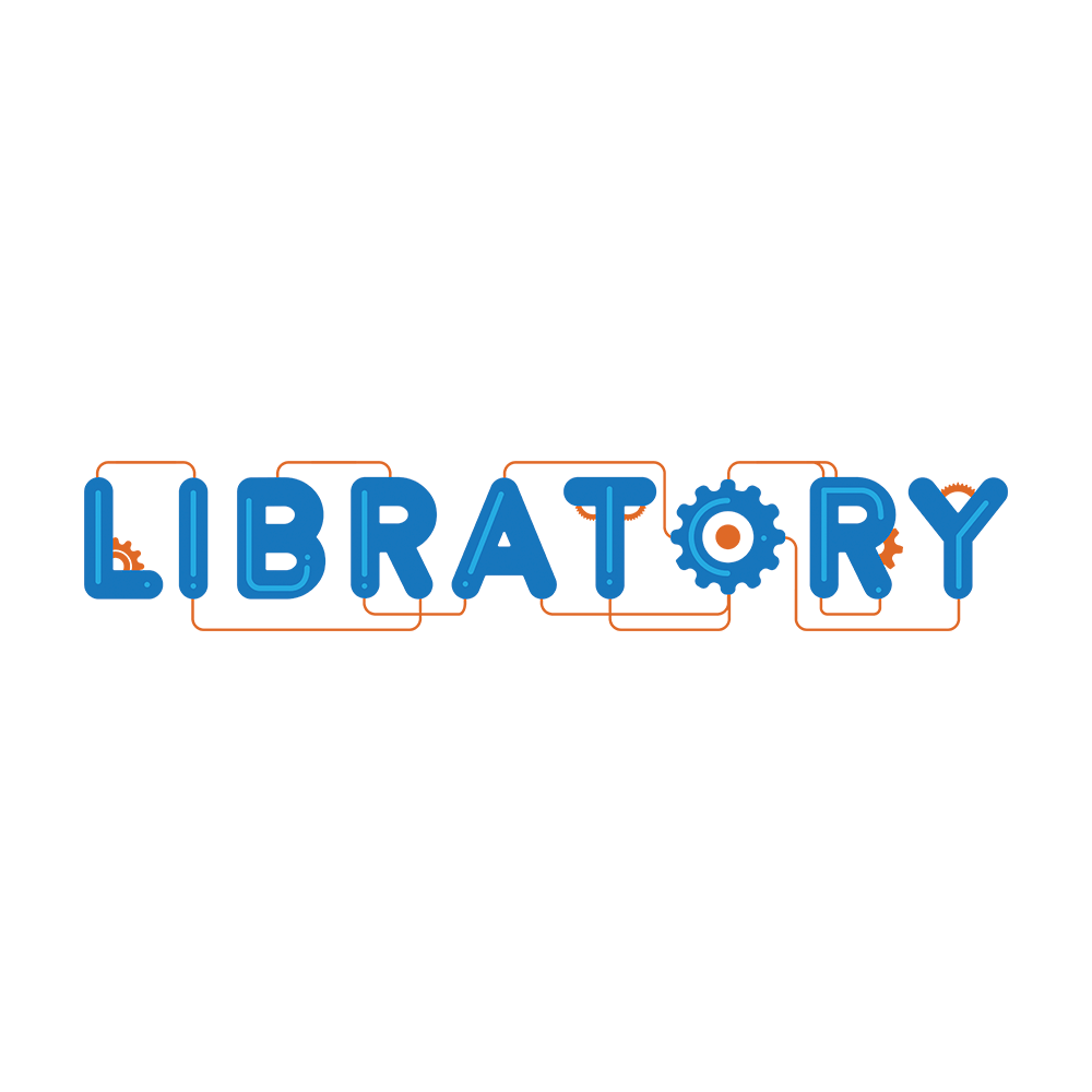 Logo design for a kid's STEM section in a library.