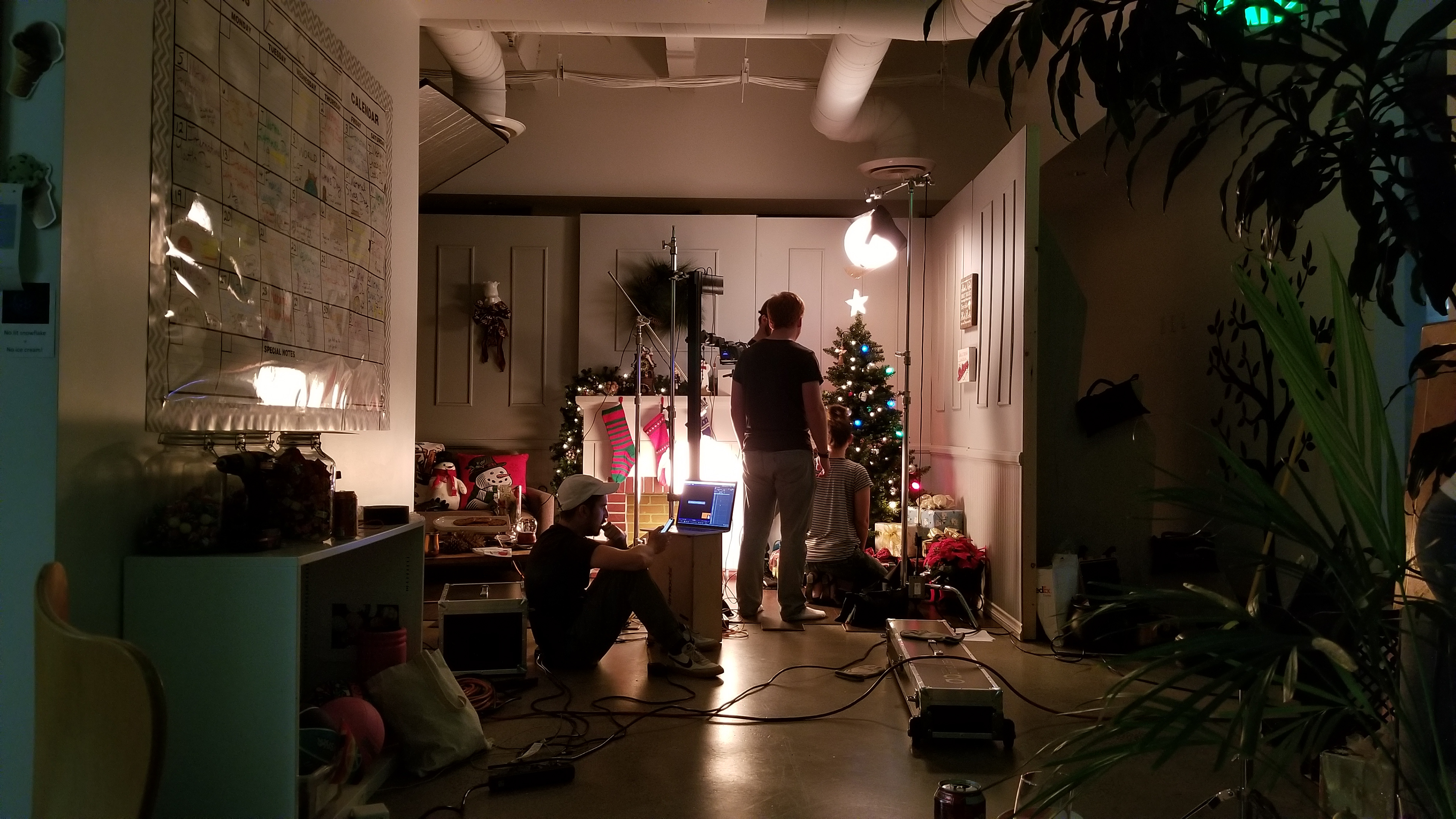 The team working on the ornament shots.