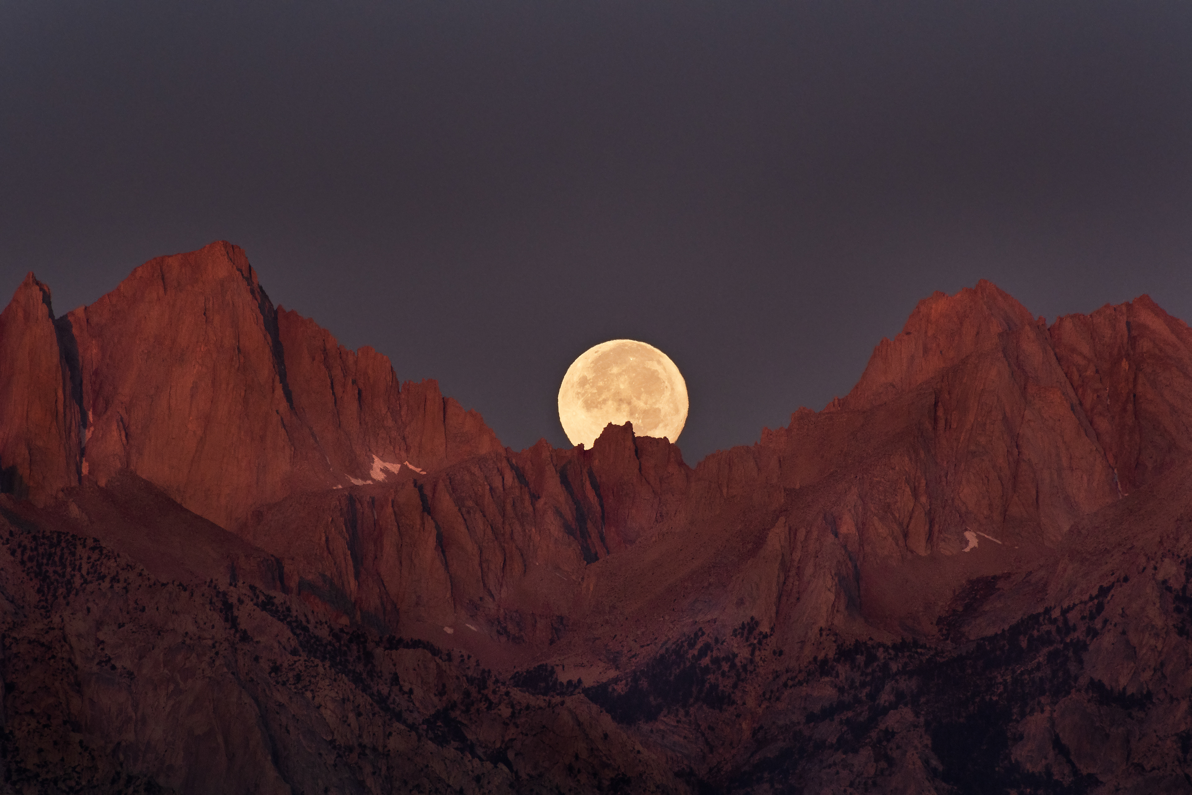Moonset over Mt Whitney, Lone Pine, California